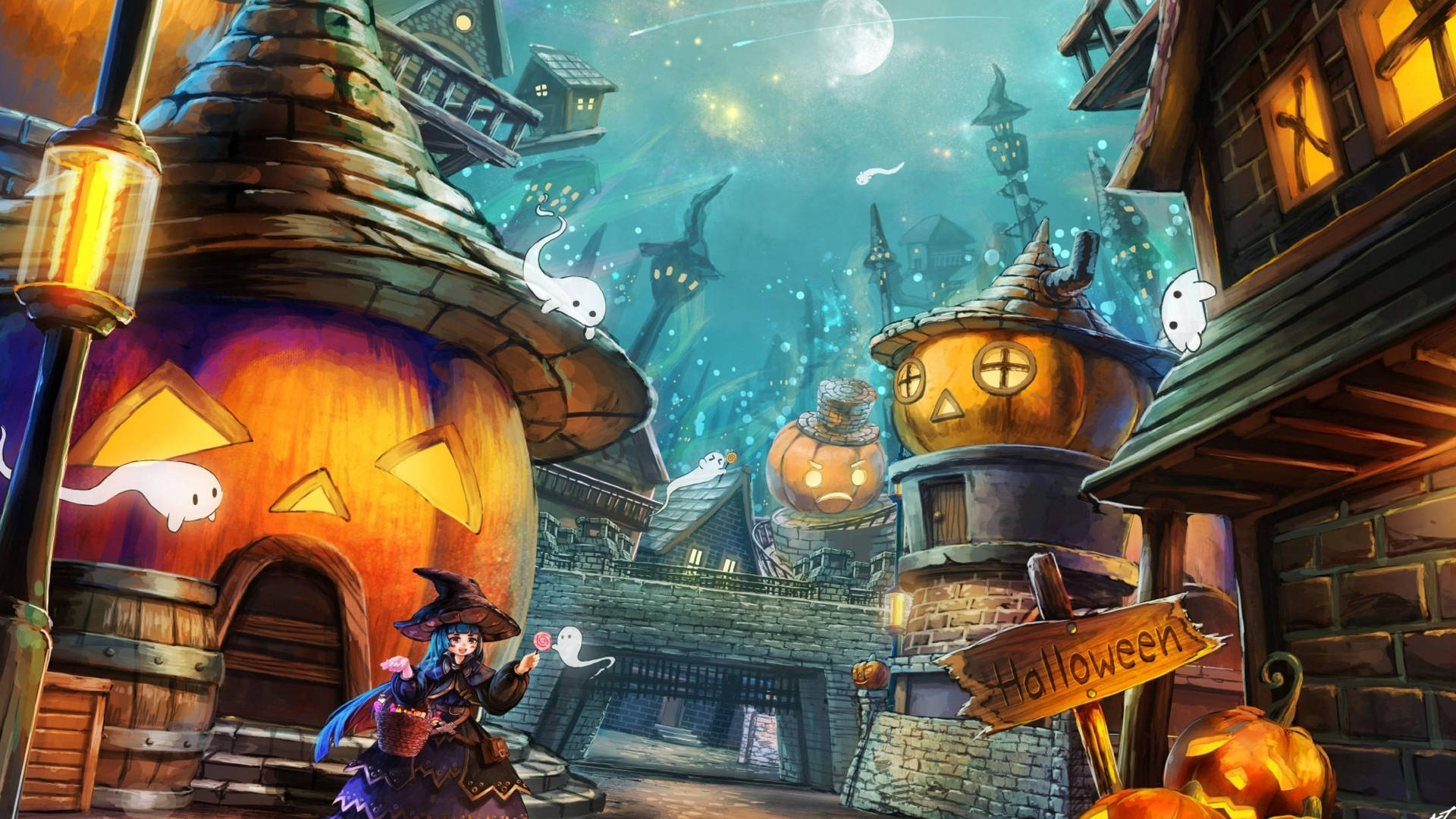 Download Cute Halloween Town Anime Wallpaper