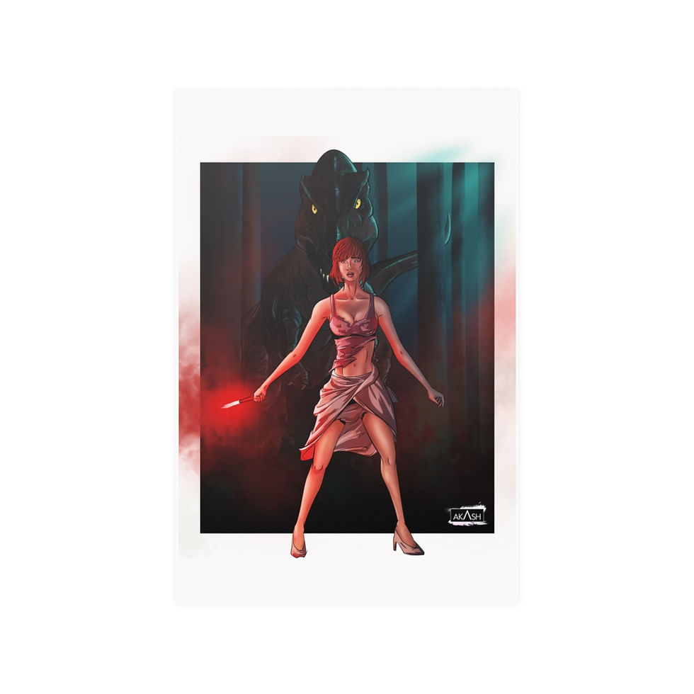 Women Of Jurassic Park Claire Dearing T Rex Satin Posters (210gsm). The Outer Moo