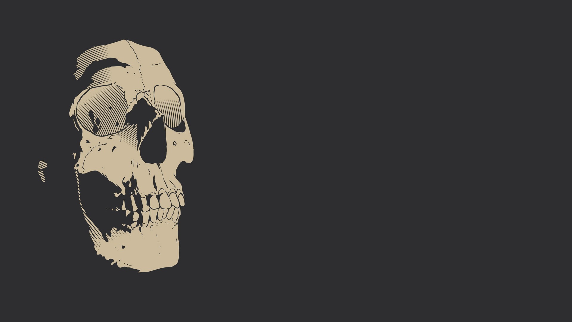 digital Art, Simple Background, Skull, Teeth, Gray Background, Minimalism, Drawing, Monochrome Wallpaper HD / Desktop and Mobile Background