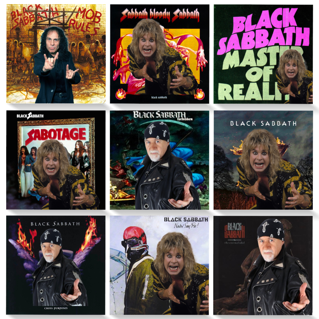 Lead Singers of Black Sabbath On Their Respective Album Covers