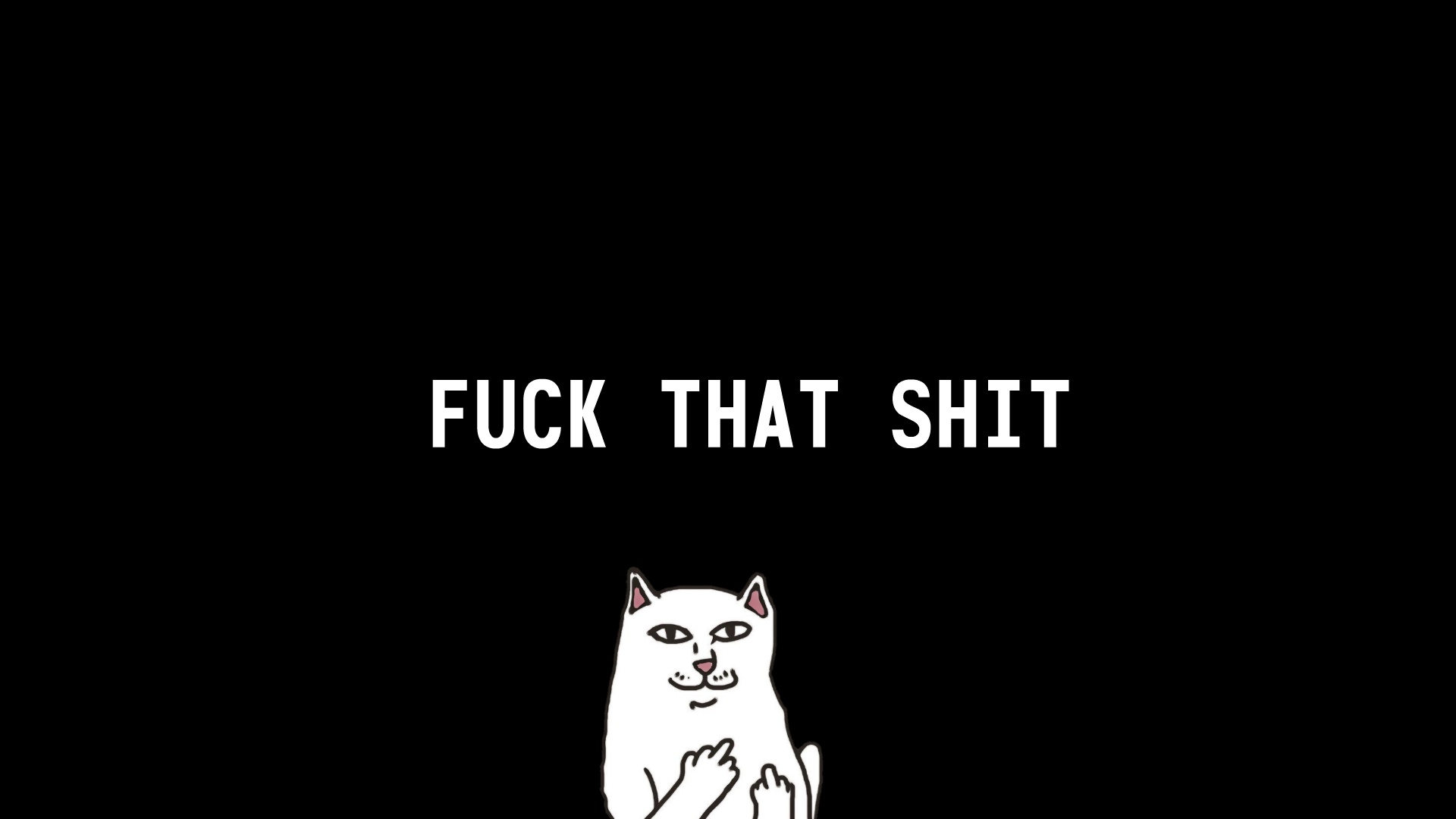 Wallpaper f*ck, black, cat for mobile and desktop, section минимализм, resolution 1920x1080