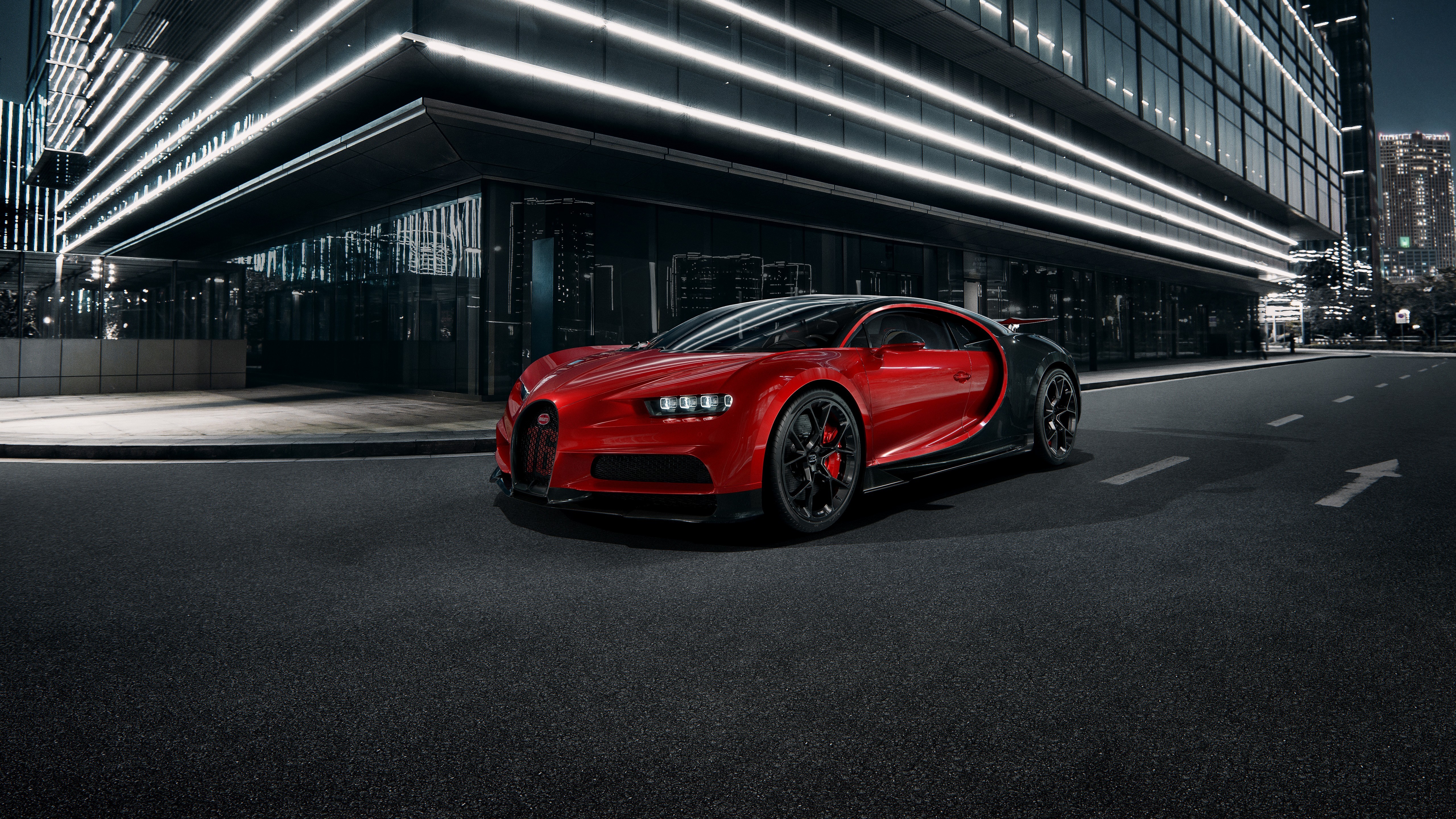 Red Bugatti Chiron Sport Car 4K 5K HD Cars Wallpaper