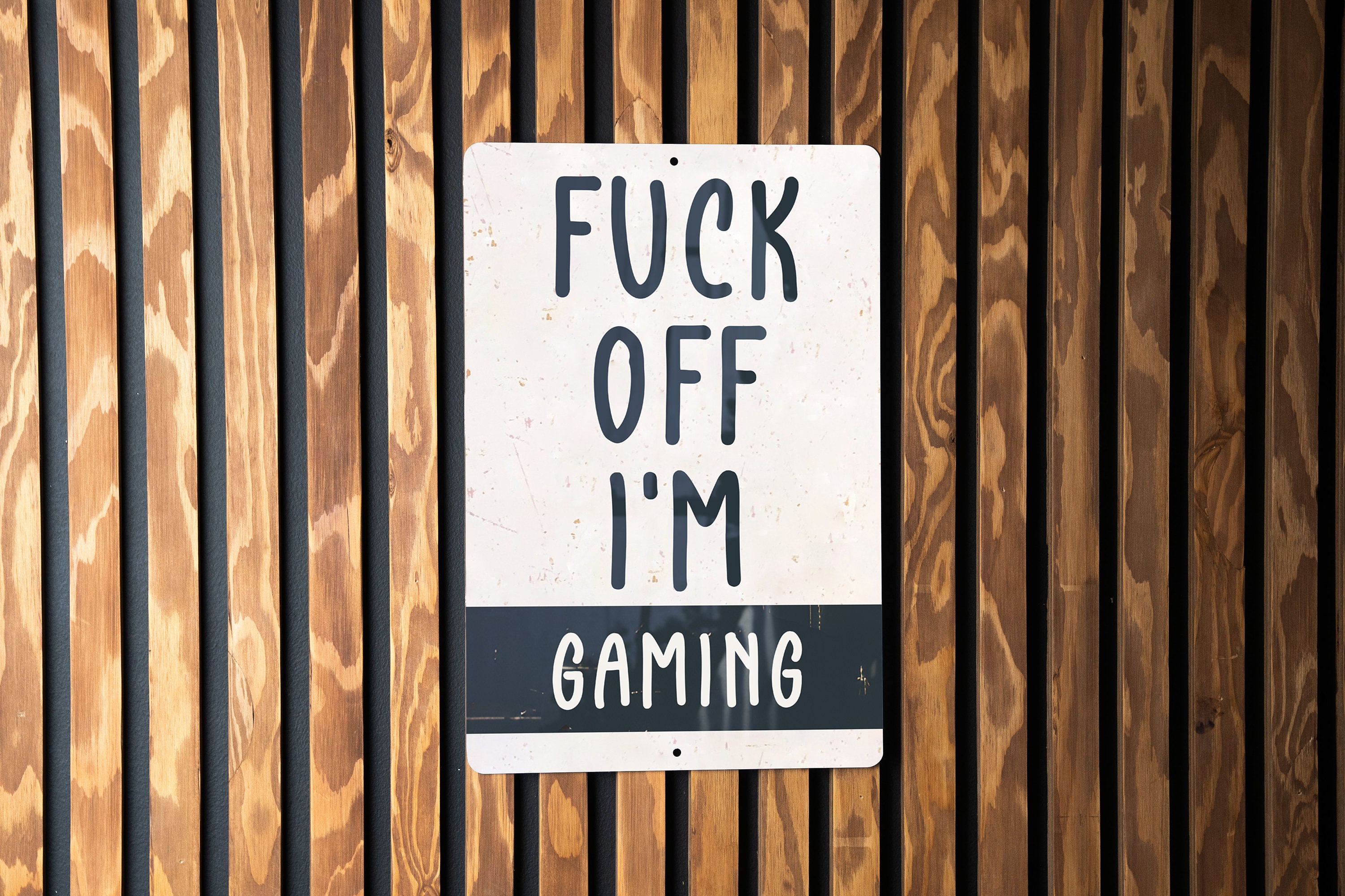 Fuck off I'm Gaming Metal Sign, Gaming Room Decor, Gamer Gift, Man Cave Sign, Wall Art Display