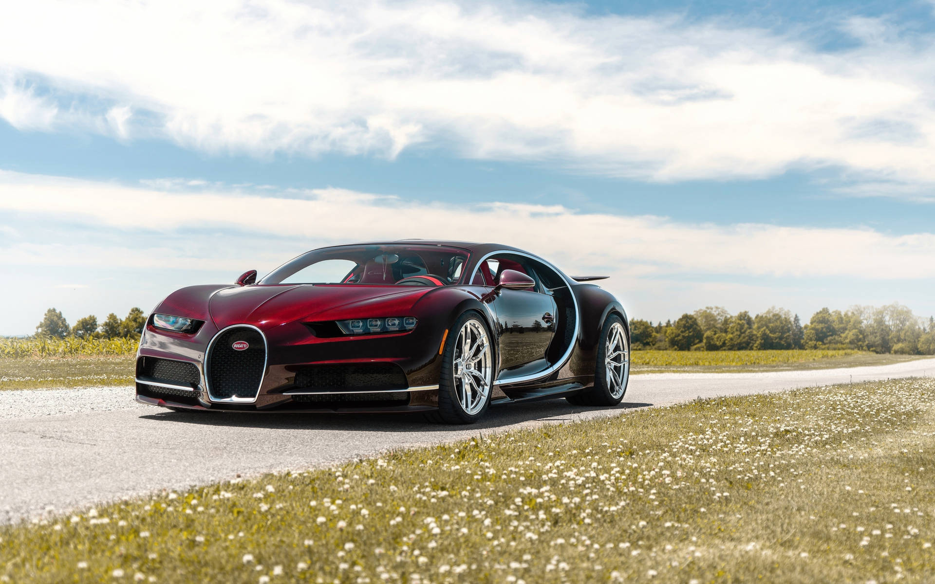 Download Cool Bugatti Chiron Sport Maroon Wallpaper