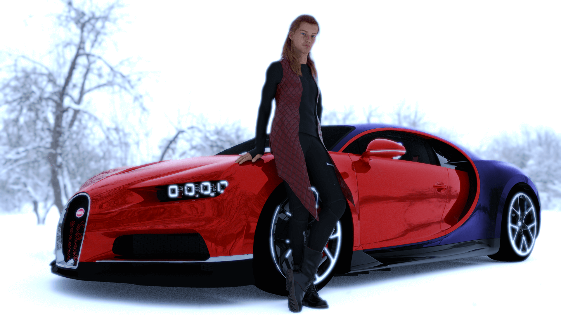 Bugatti Chiron 2018 3D Render, Digital Art