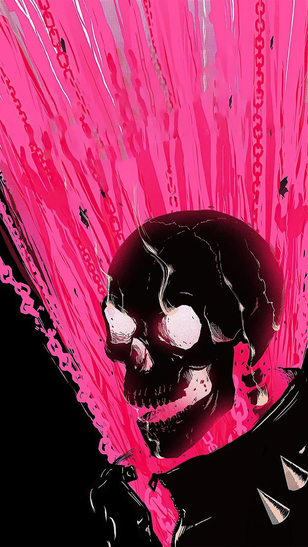Ghost Rider Wallpaper 4K, Skull, Pink, Black background