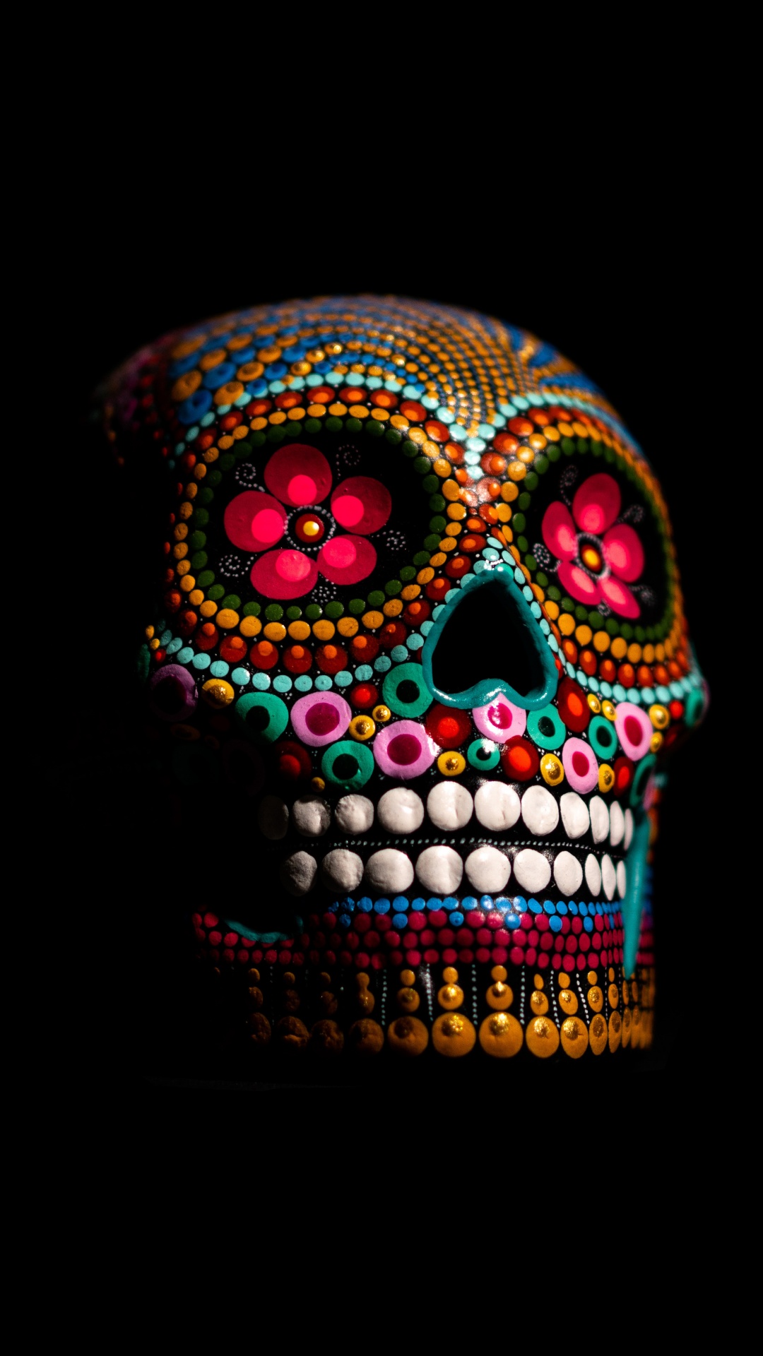 Skull Wallpaper 4K, Multicolor, Black background, 5K