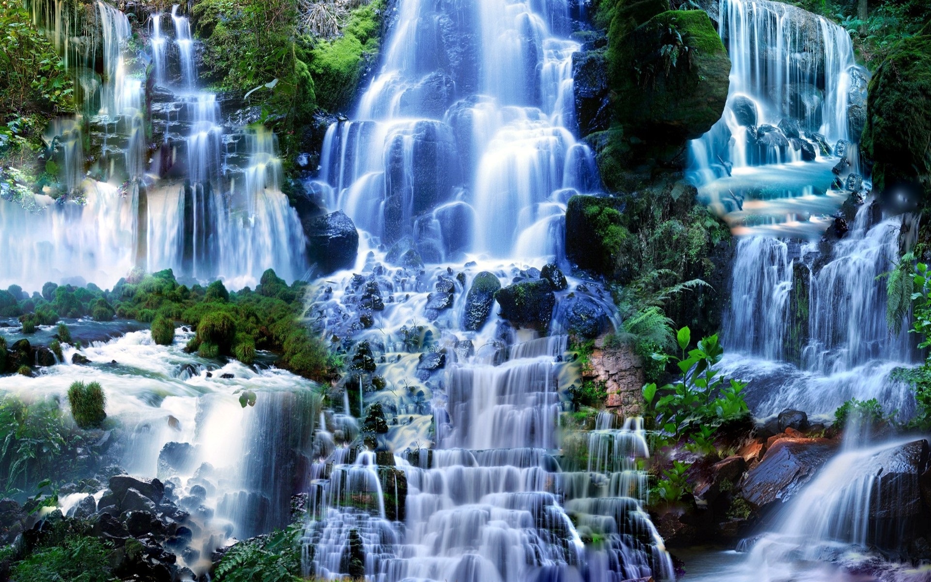 Wallpaper Many waterfalls, nature scenery 1920x1200 Picture, Image