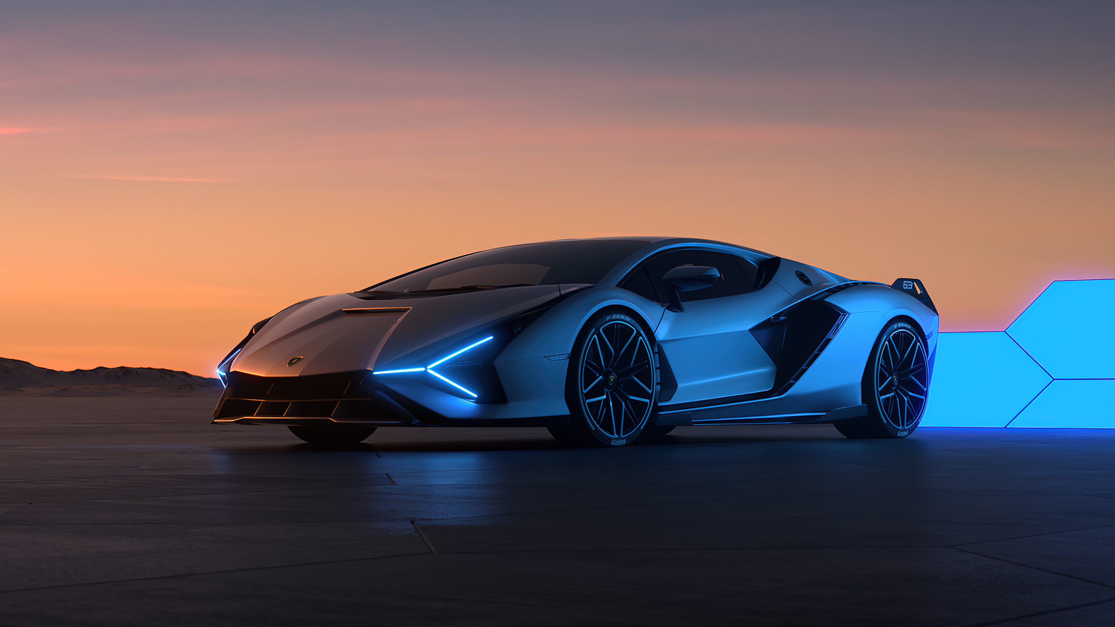 Lamborghini Sian Wallpaper 4K, CGI, Sunset