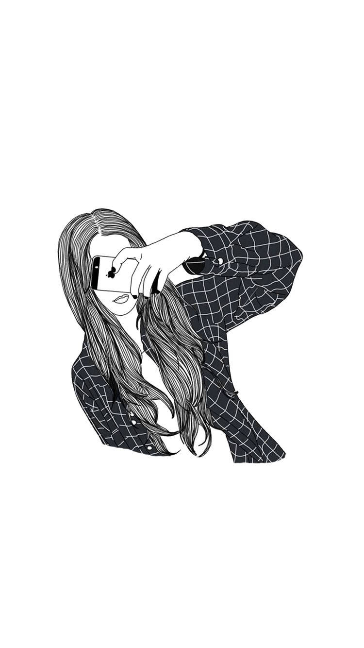Download Cool Drawing Selfie Girl Wallpaper