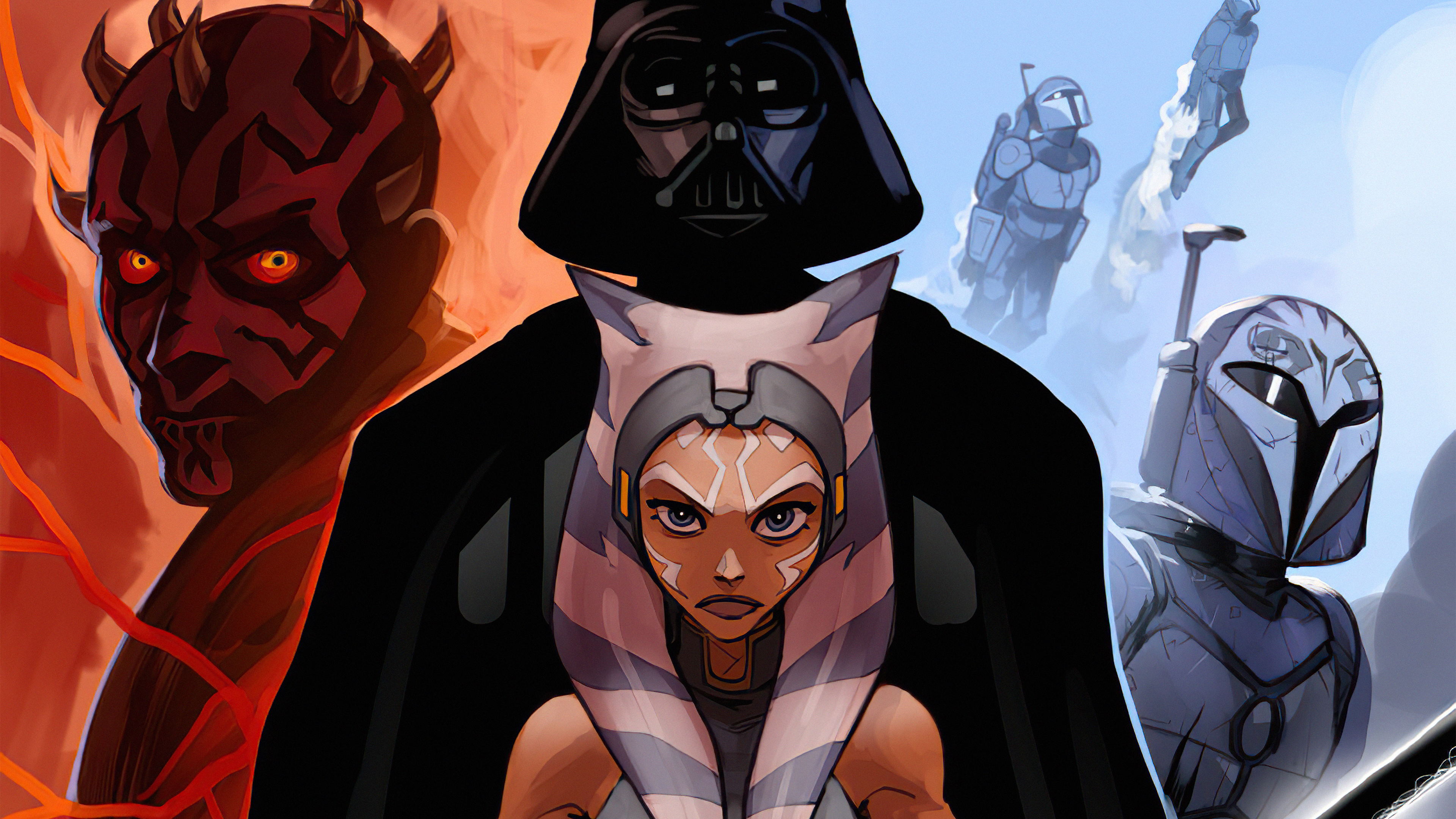 Wallpaper Darth Maul Darth Vader, David Prowse, Darth Vader, Darth Maul, Star Wars The Clone Wars, Background Free Image
