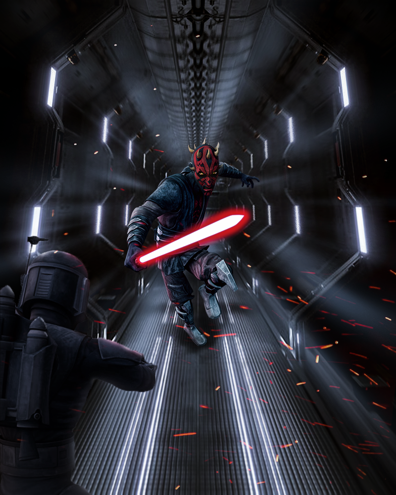 Darth Maul fan poster I made, to help with my excitement for new Clone Wars episodes. (1 hour photohop challenge)