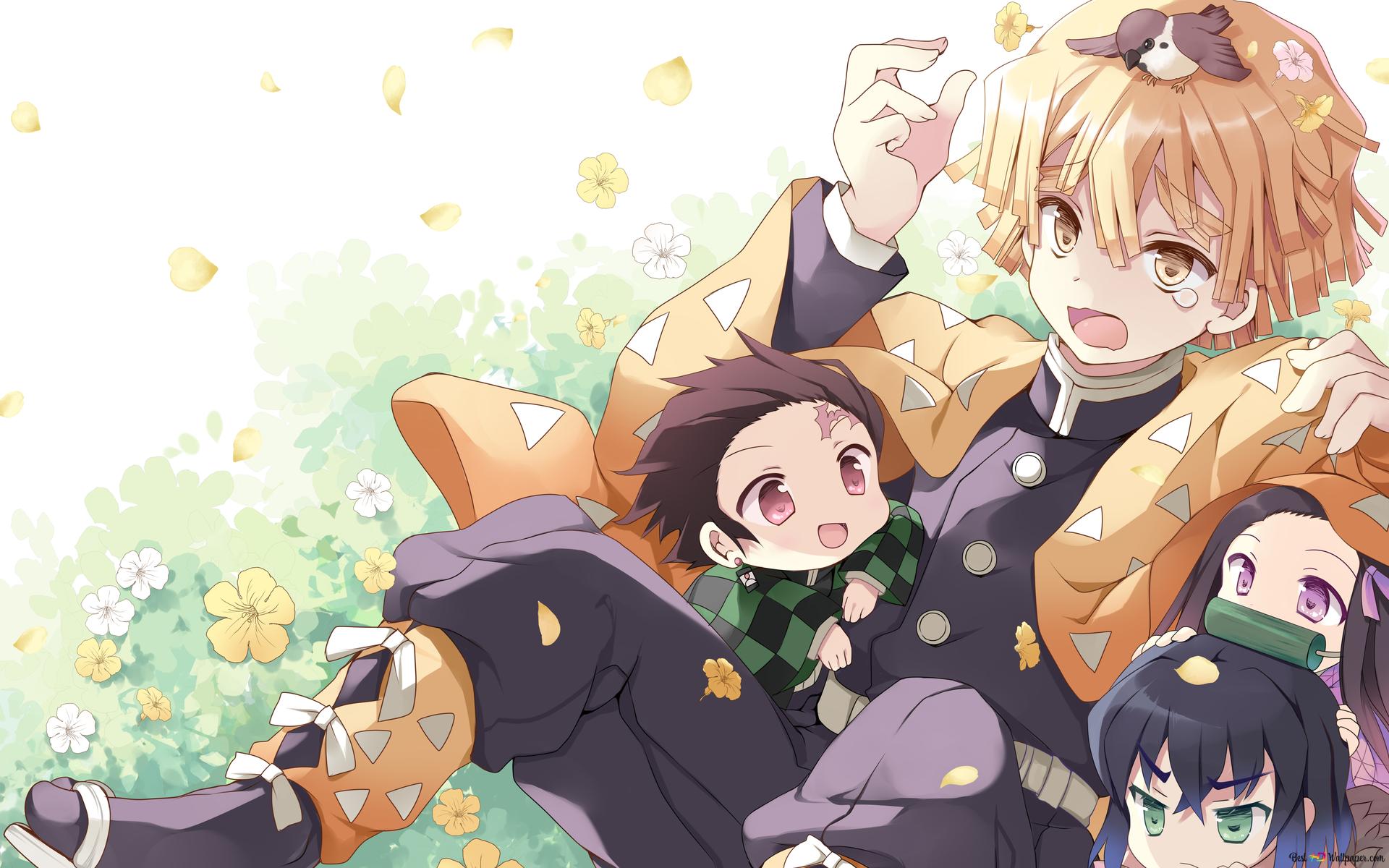 Kimetsu no yaiba moments with Tanjiro's squad 4K wallpaper download