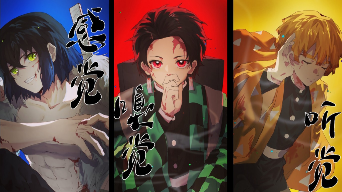Demon Slayer Inosuke Hashibira Tanjirou Kamado Zenitsu Agatsuma HD Anime Wallpaper