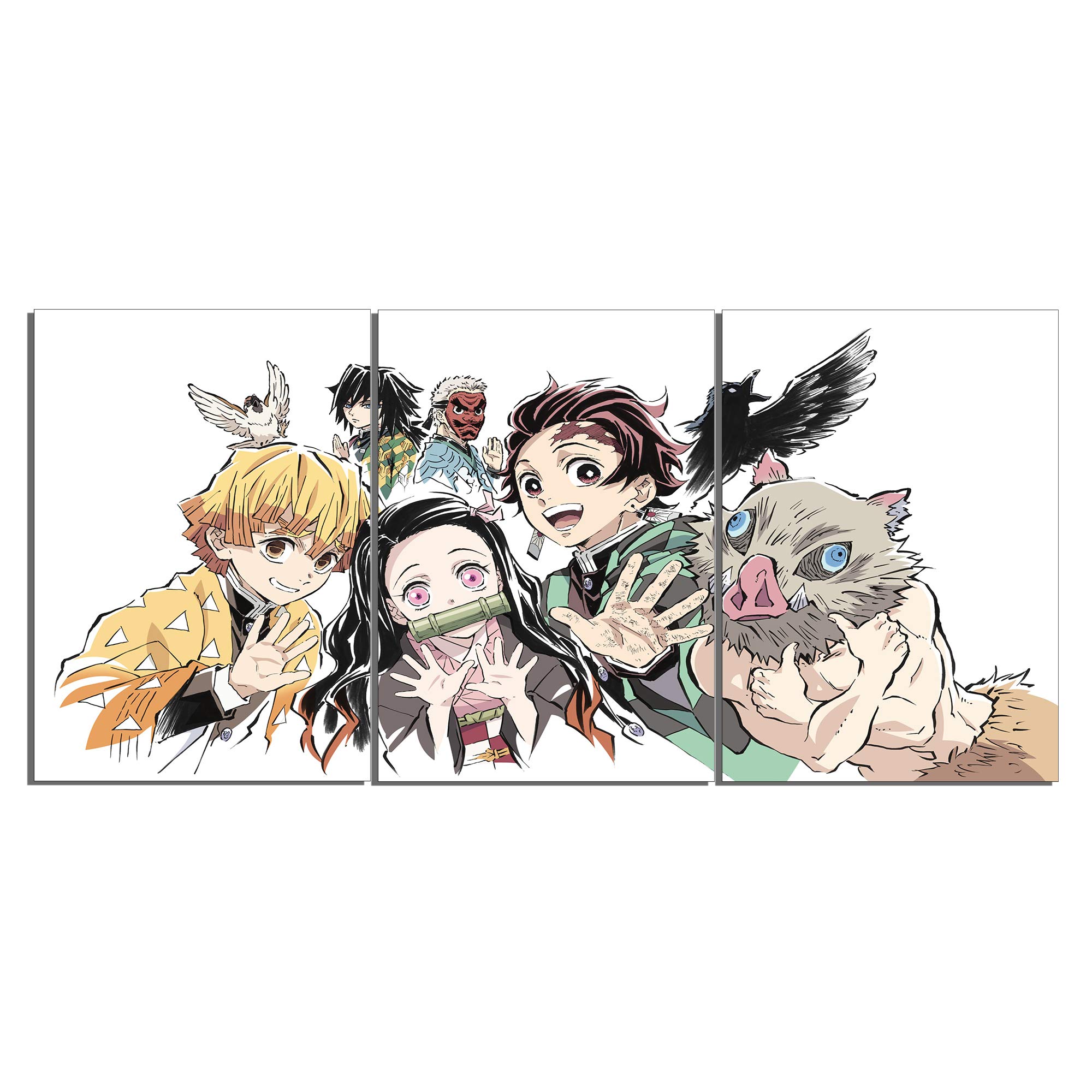 TYHC Demon Slayer Tanjiro Team Art Canvas Posters Home Decor Wall Art Framework 3 Pieces Paintings for Living Room HD Prints Picture A(M, Framed), Amazon.in: Home & Kitchen