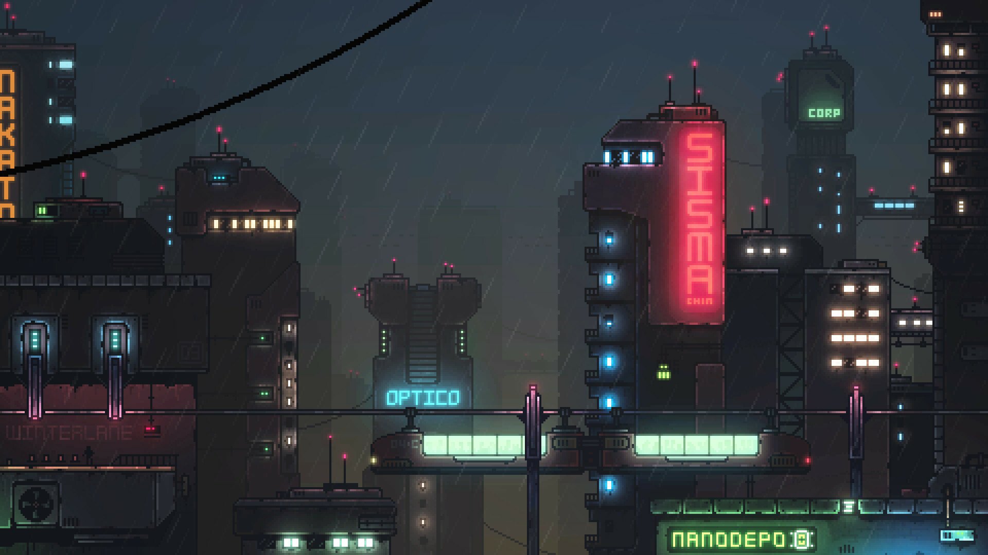 Pixel Art Dreamscape: An HD Wallpaper of Neon Cityscapes