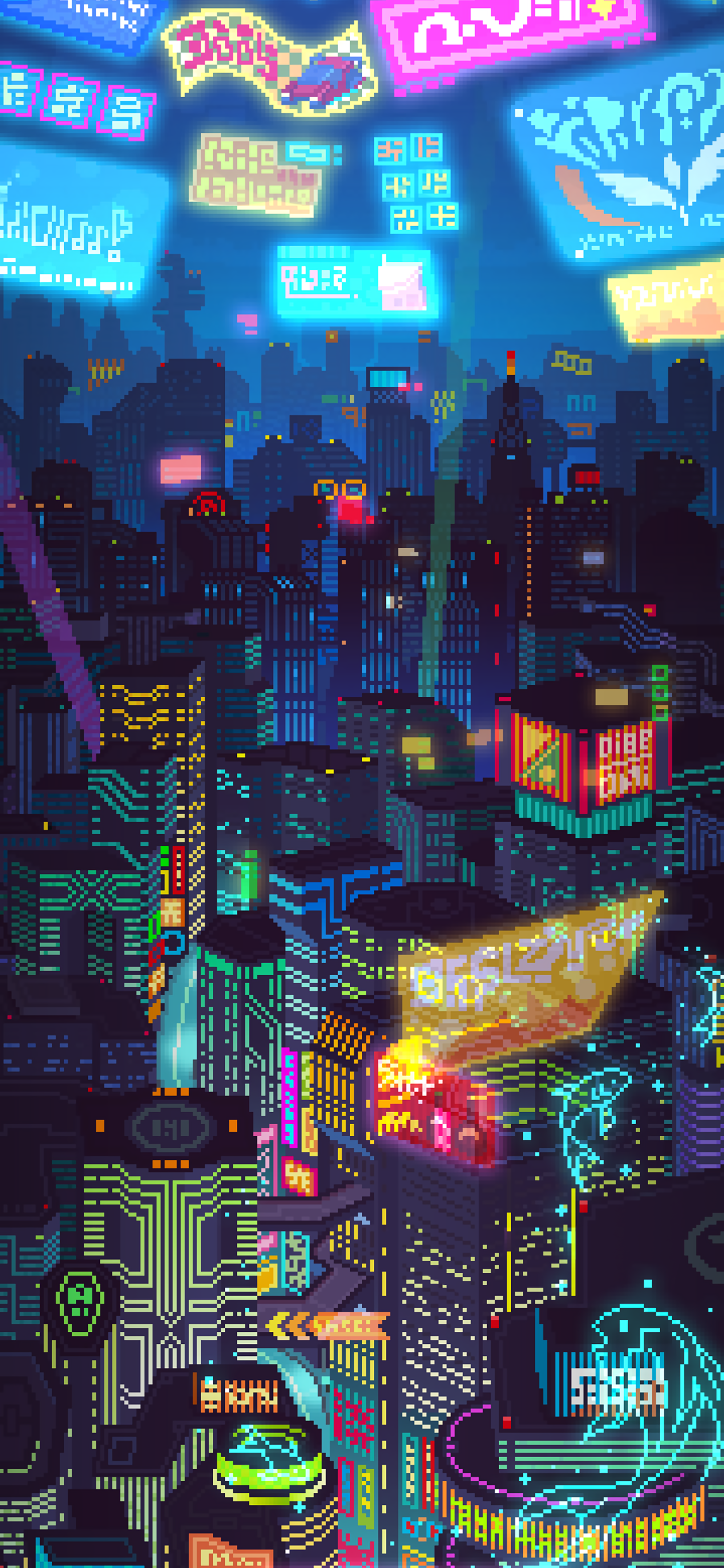 Neon Skyline Phone Wallpaper