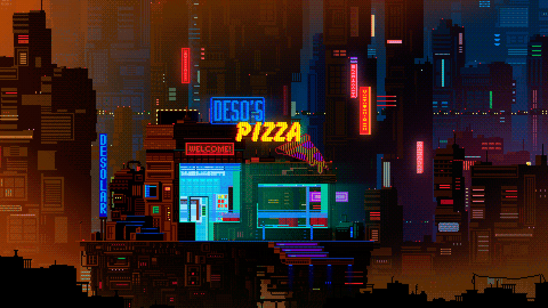 Bit Gif Wallpaper Cityscape with Neon Lights