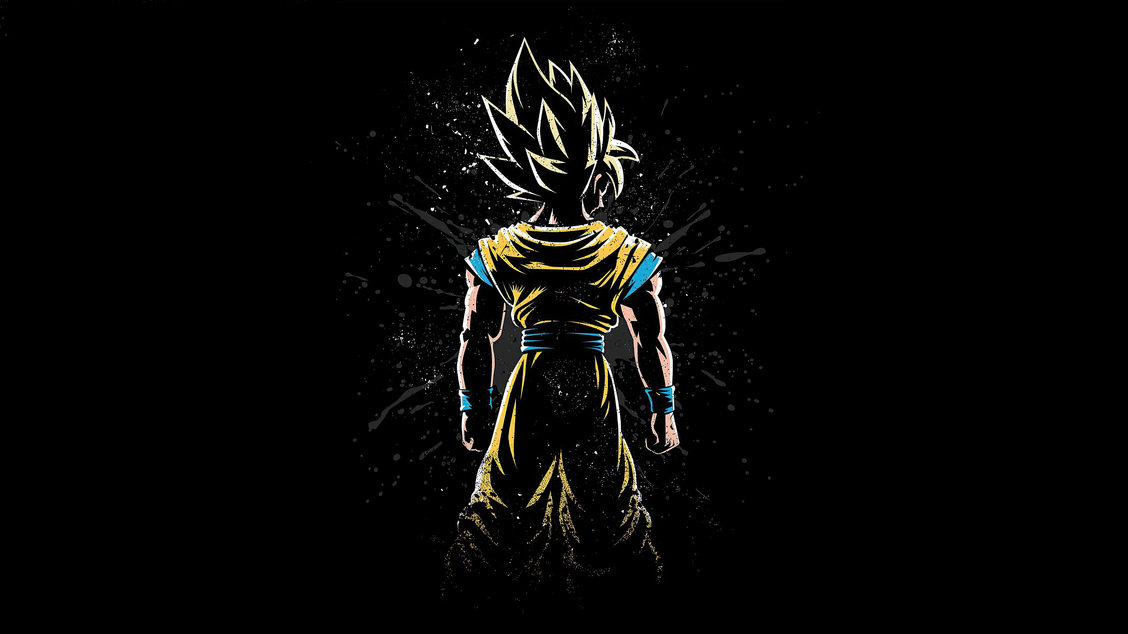 Goku Anime Boy Dark Art Black Background 4K HD Dragon Ball Wallpaper