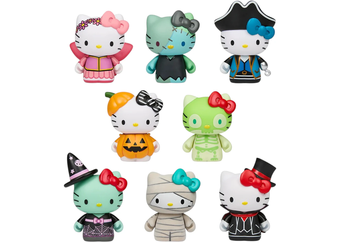 Kidrobot Hello Kitty Halloween Costumes Collectible Vinyl Mini Figures Bundle of 8 Figures
