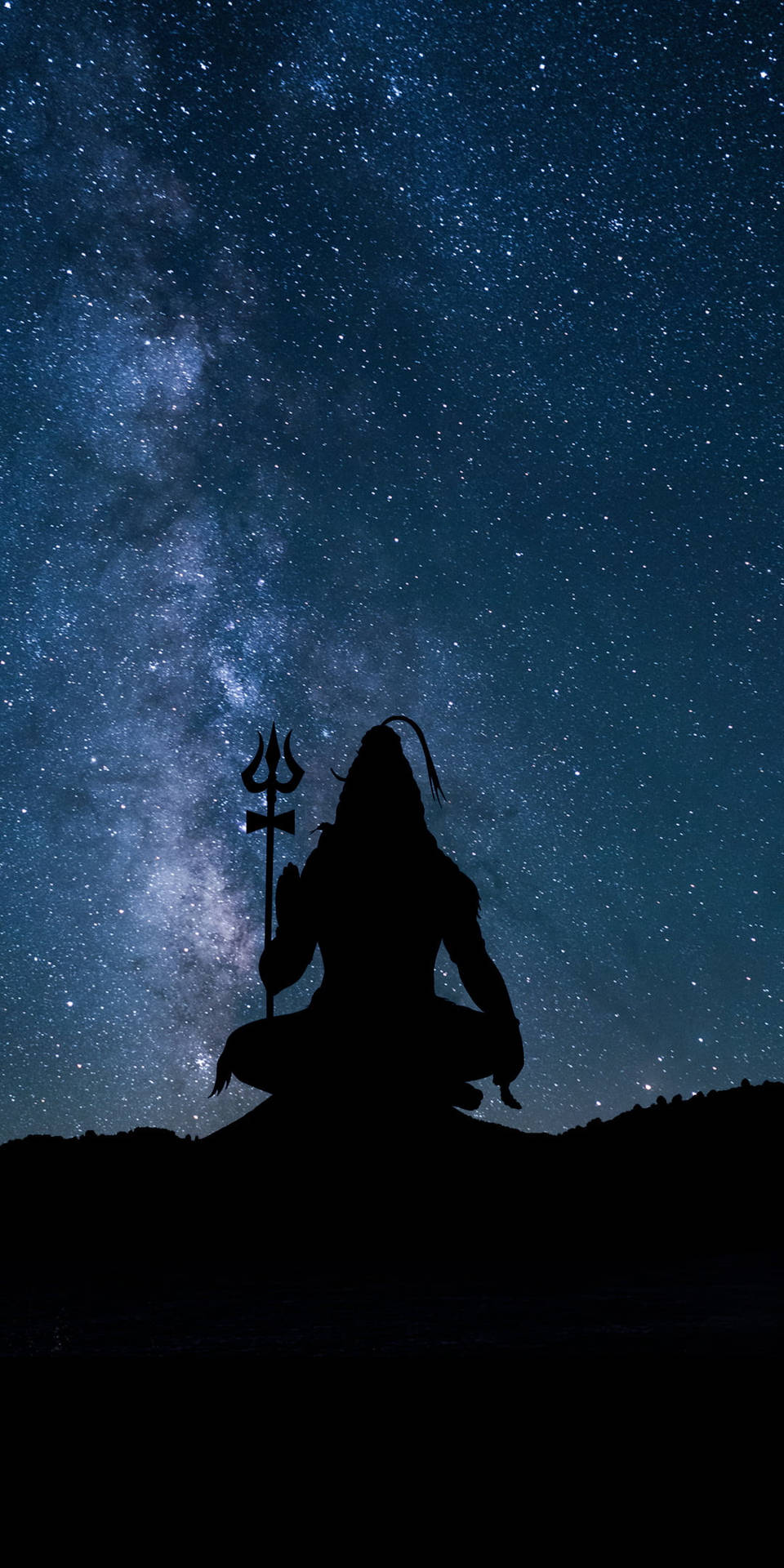 Download Dark Shiva Silhouette And Stars Wallpaper
