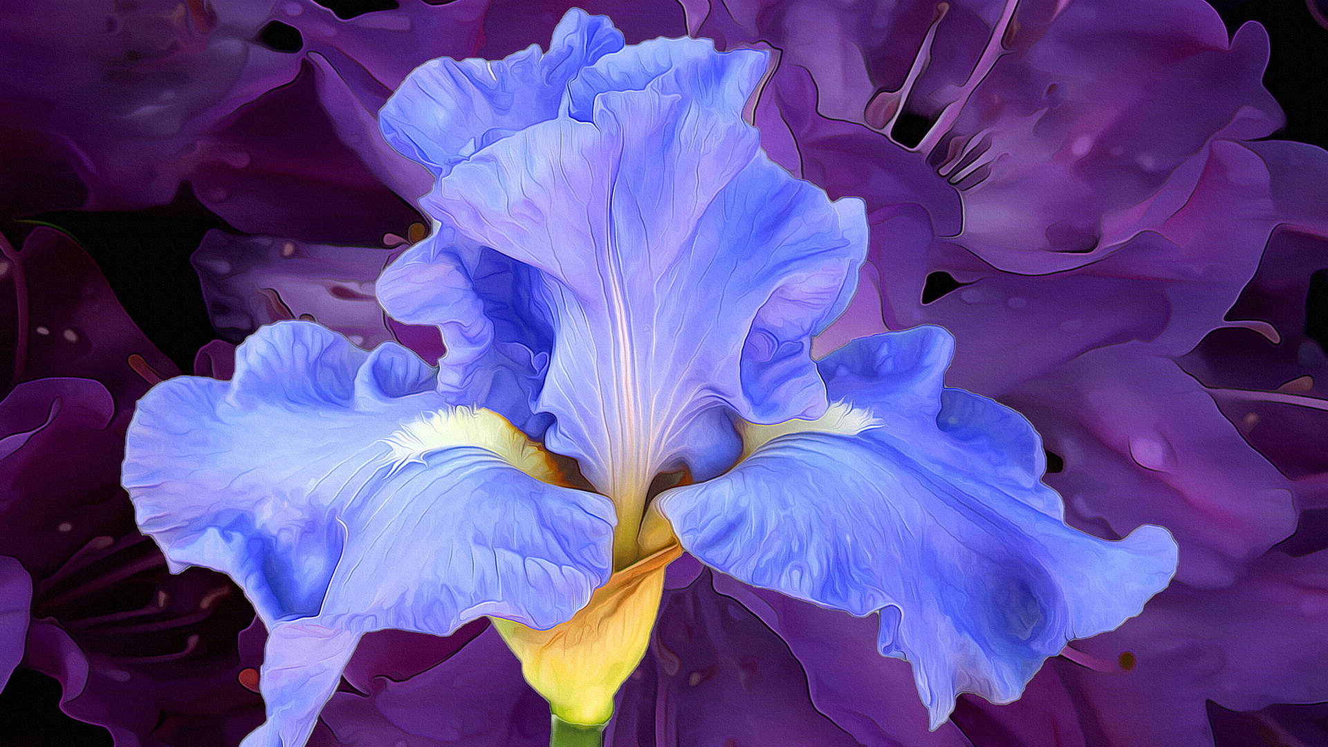 Download Hyper Realistic Purple Iris Flower Painting Wallpaper