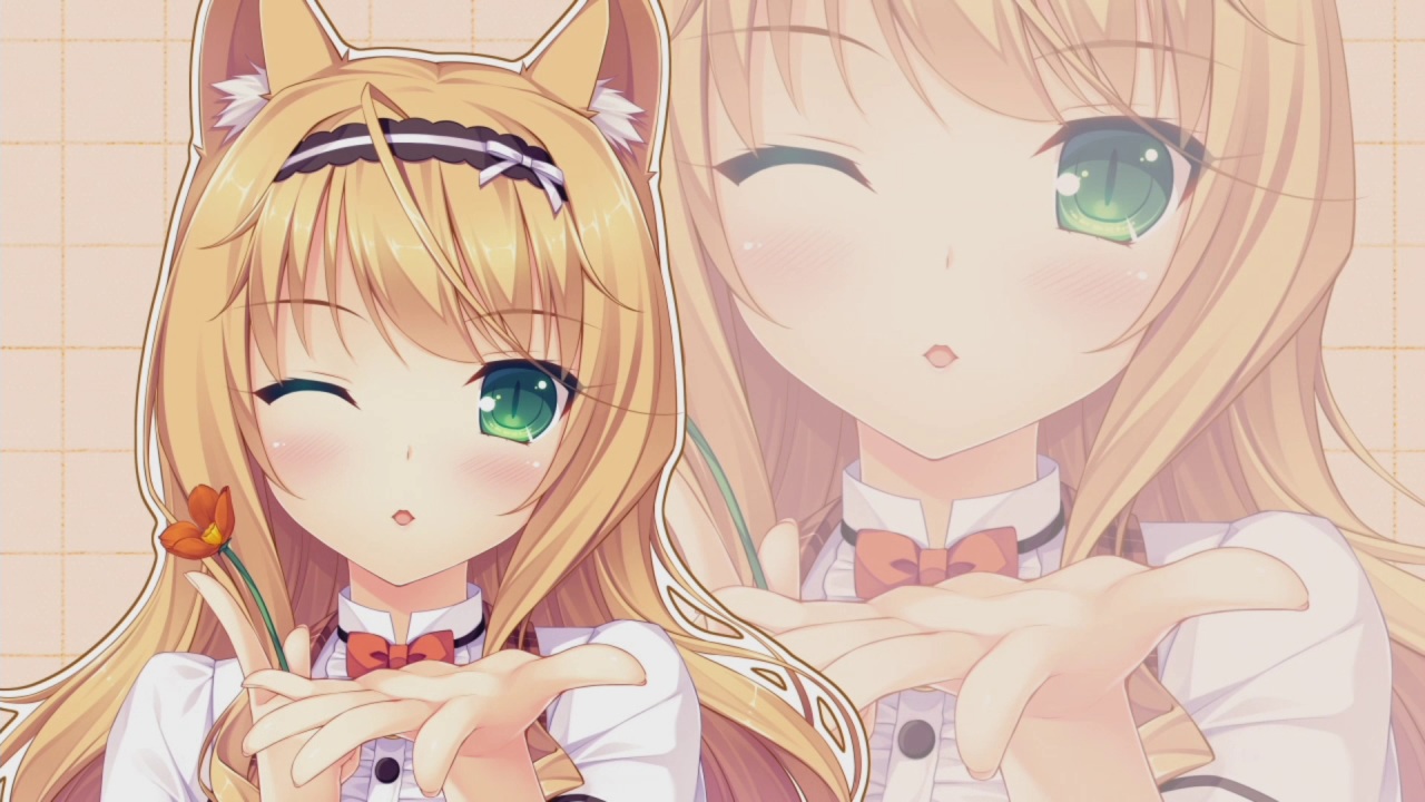 animal ears bow catgirl flowers green eyes headband long hair maple (sayori) nekopara neko works orange hair sayori wink zoom layer. konachan.net.com Anime Wallpaper