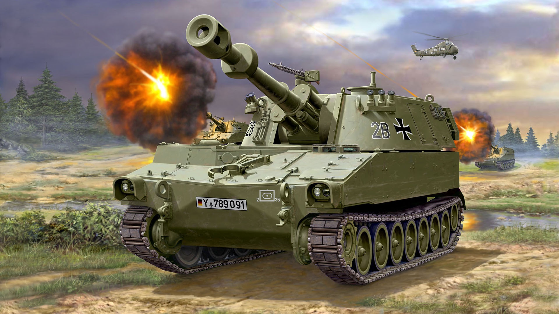 Wallpaper SAU, Self Propelled Howitzer, The Bundeswehr, M109, Bundeswehr, The German Armed Forces, 155mm, Self Propelled Howitzer For Mobile And Desktop, Section оружие, Resolution 1920x1080