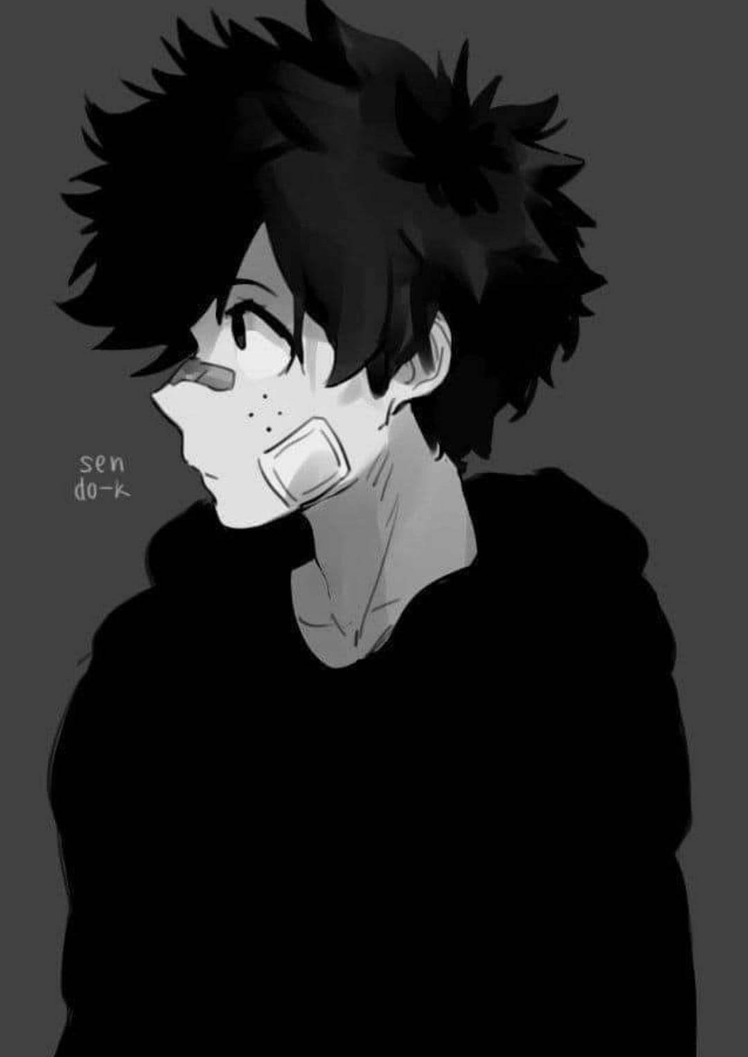 Download Deku Cute Black And White Wallpaper