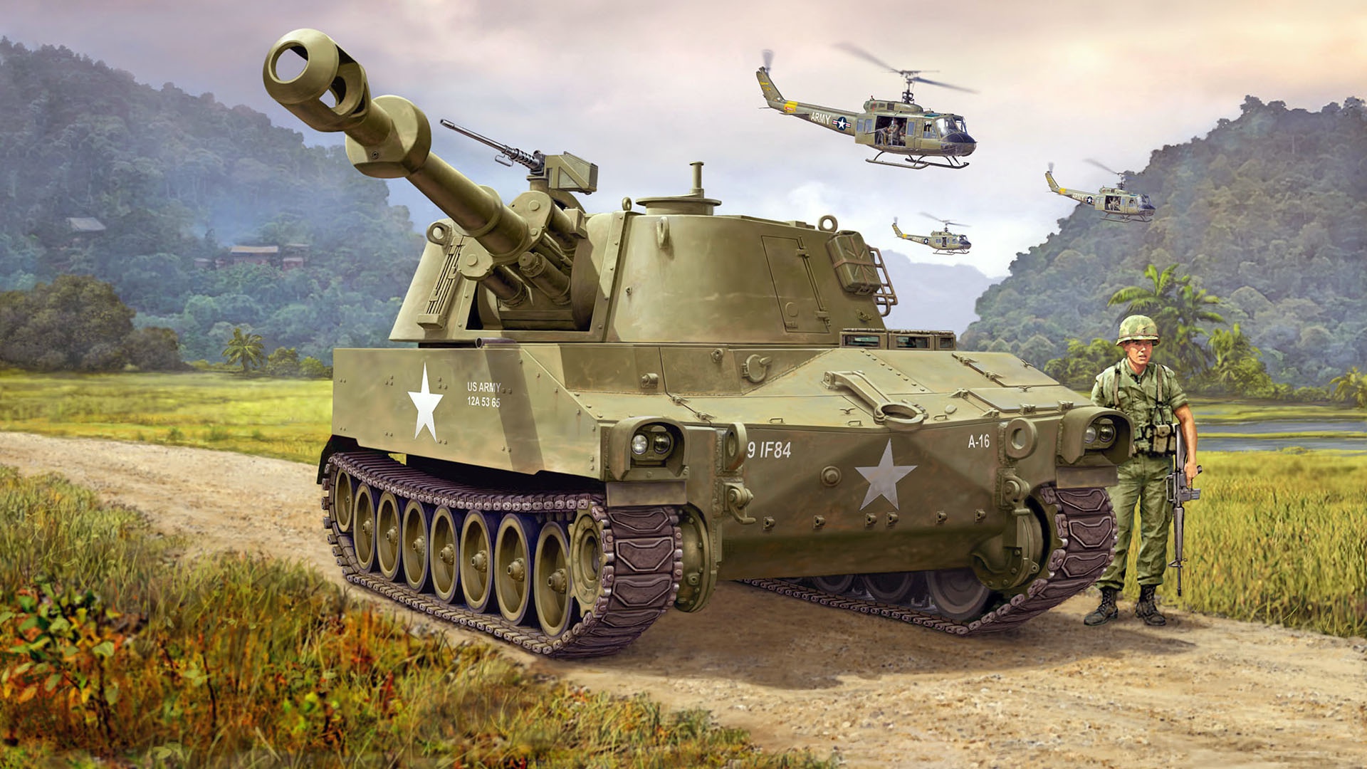 Wallpaper SAU, Self Propelled Howitzer, M109, American Self Propelled Artillery, 155mm Self Propelled Howitzer For Mobile And Desktop, Section оружие, Resolution 1920x1080