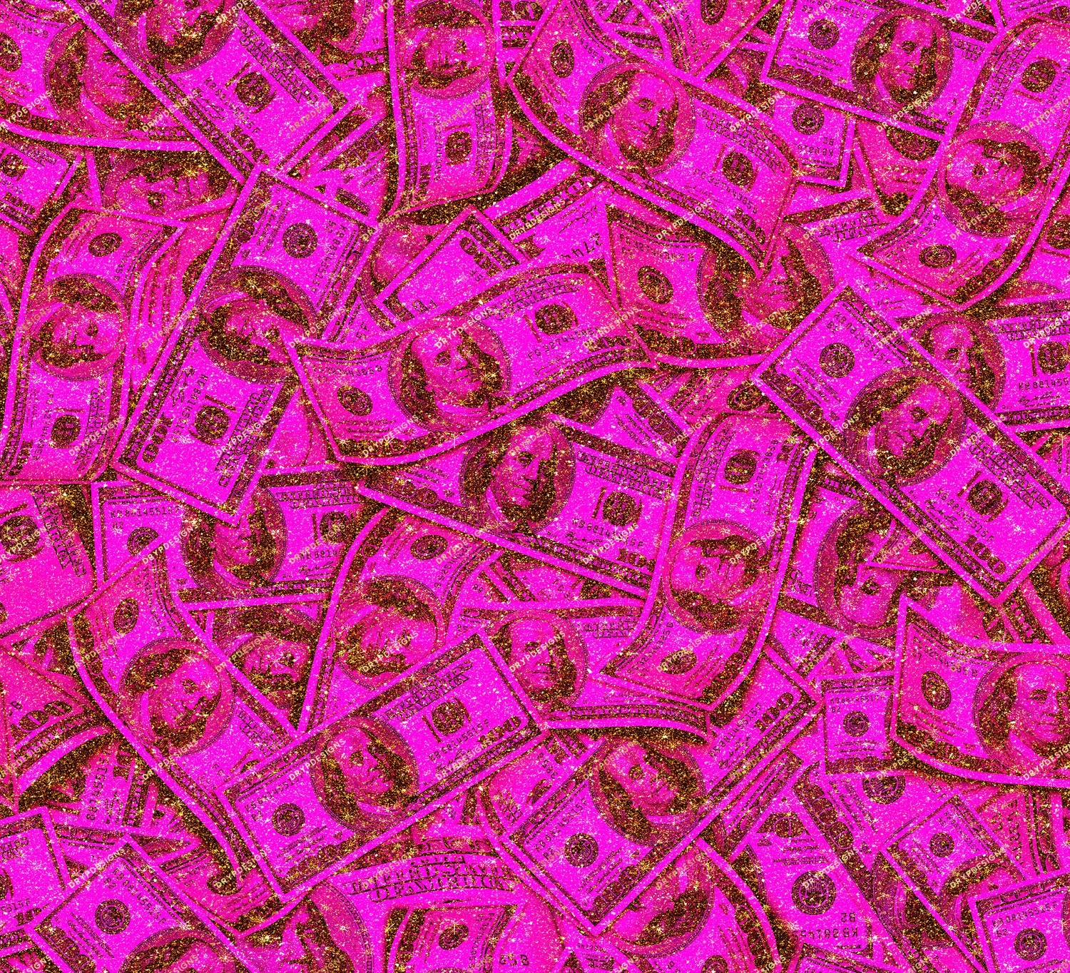 Pink + Gold Glitter Money Seamless Background