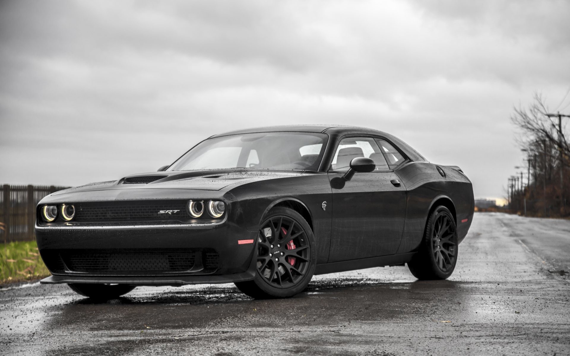Dodge Challenger Black Hellcat Wallpaper