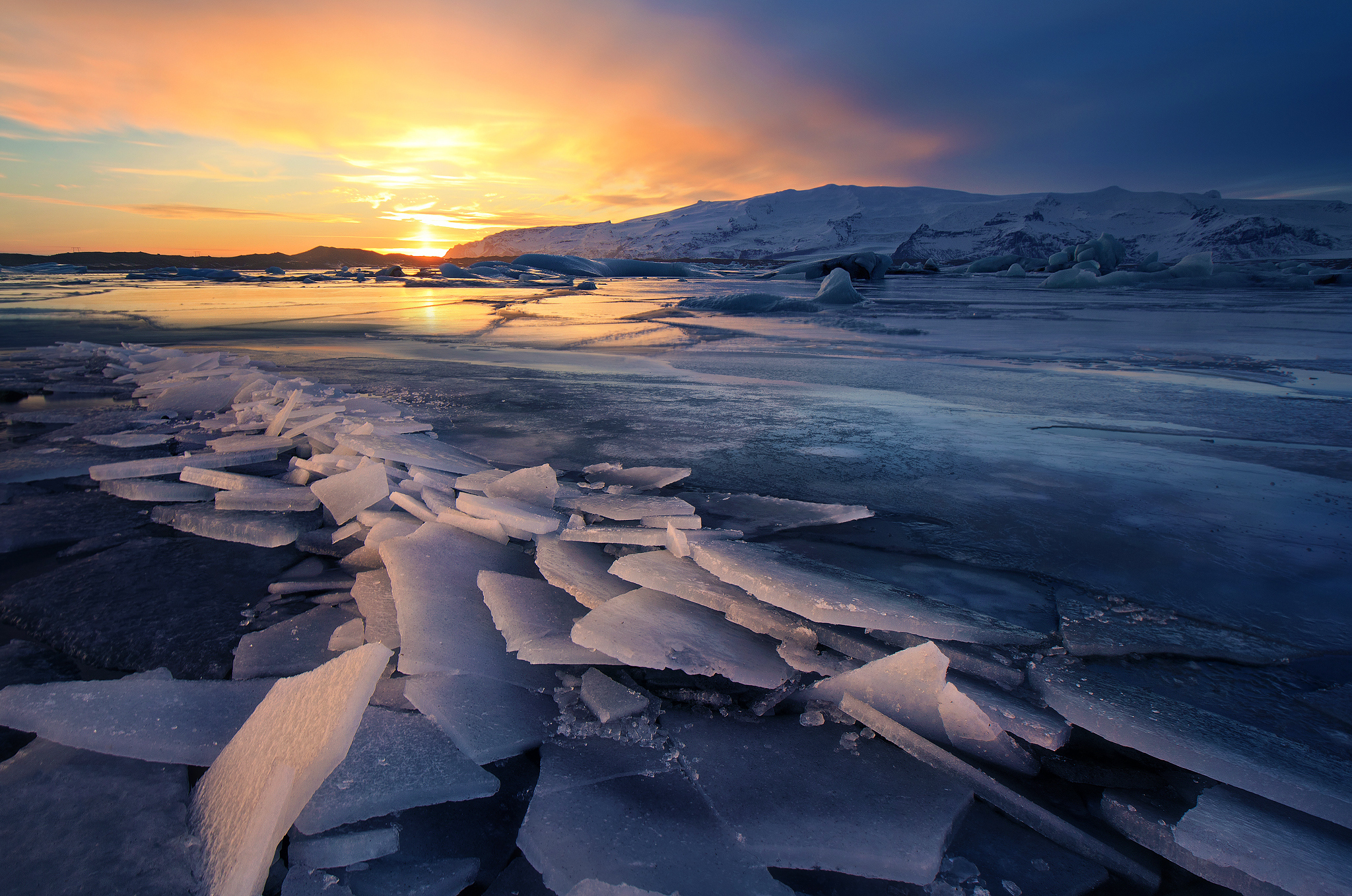 Wallpaper ice, winter, landscapes, sunsets, Iceland, freeze, Glacier for mobile and desktop, section пейзажи, resolution 2048x1358