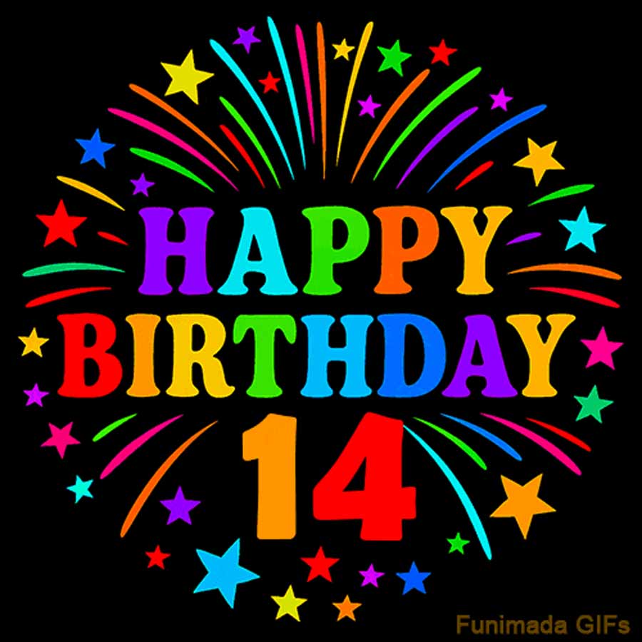14th birthday fireworks and stars GIF on Funimada.com