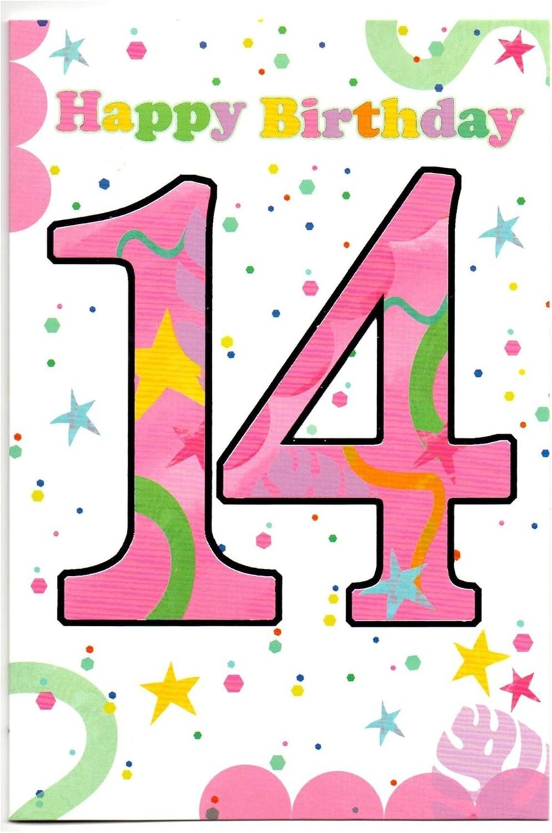 Joyeux 14ème anniversaire. Carte d'anniversaire pour fille de 14 ans