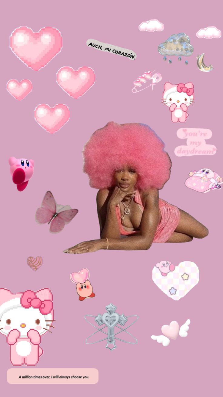 pink #sza #hellokitty #kirby