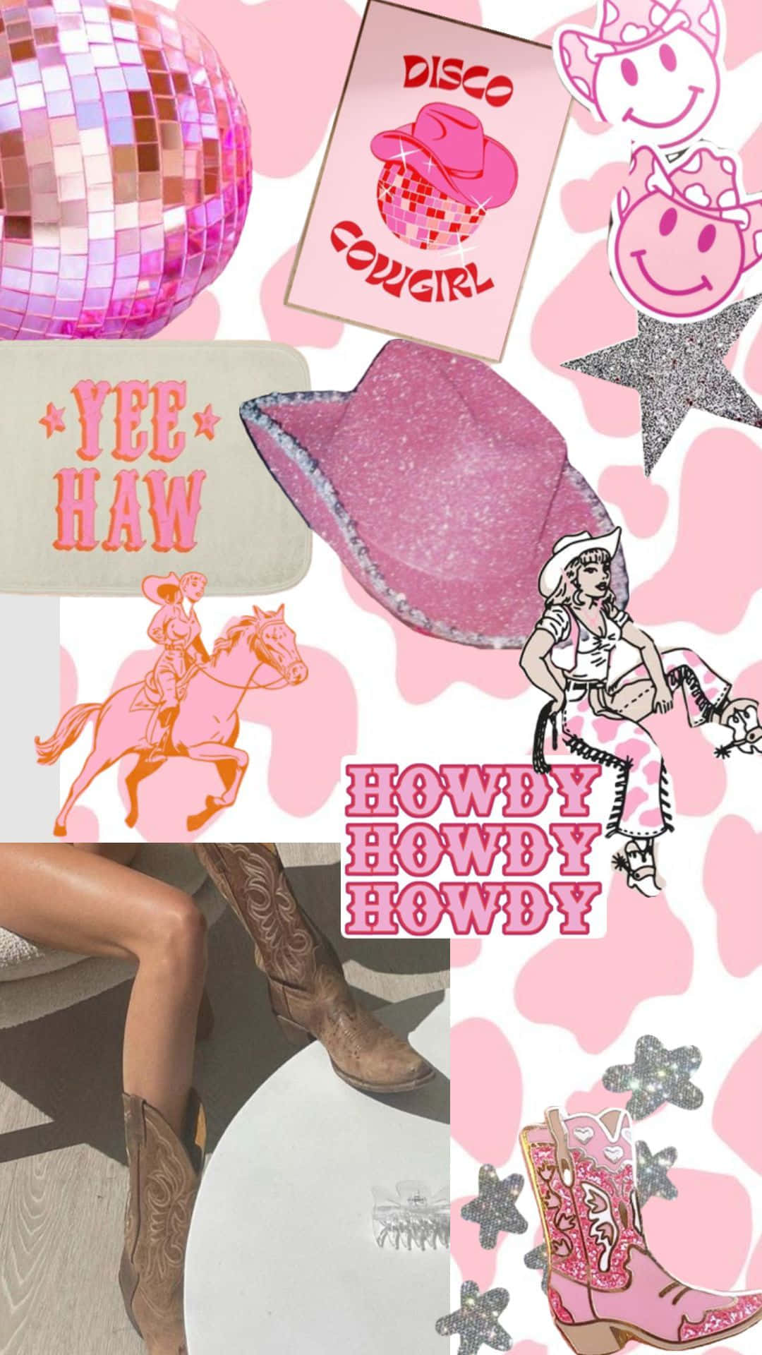 Download Disco Cowgirl Collage Wallpaper