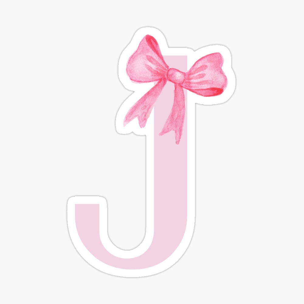 pink letter j with pink bow sticker Sticker