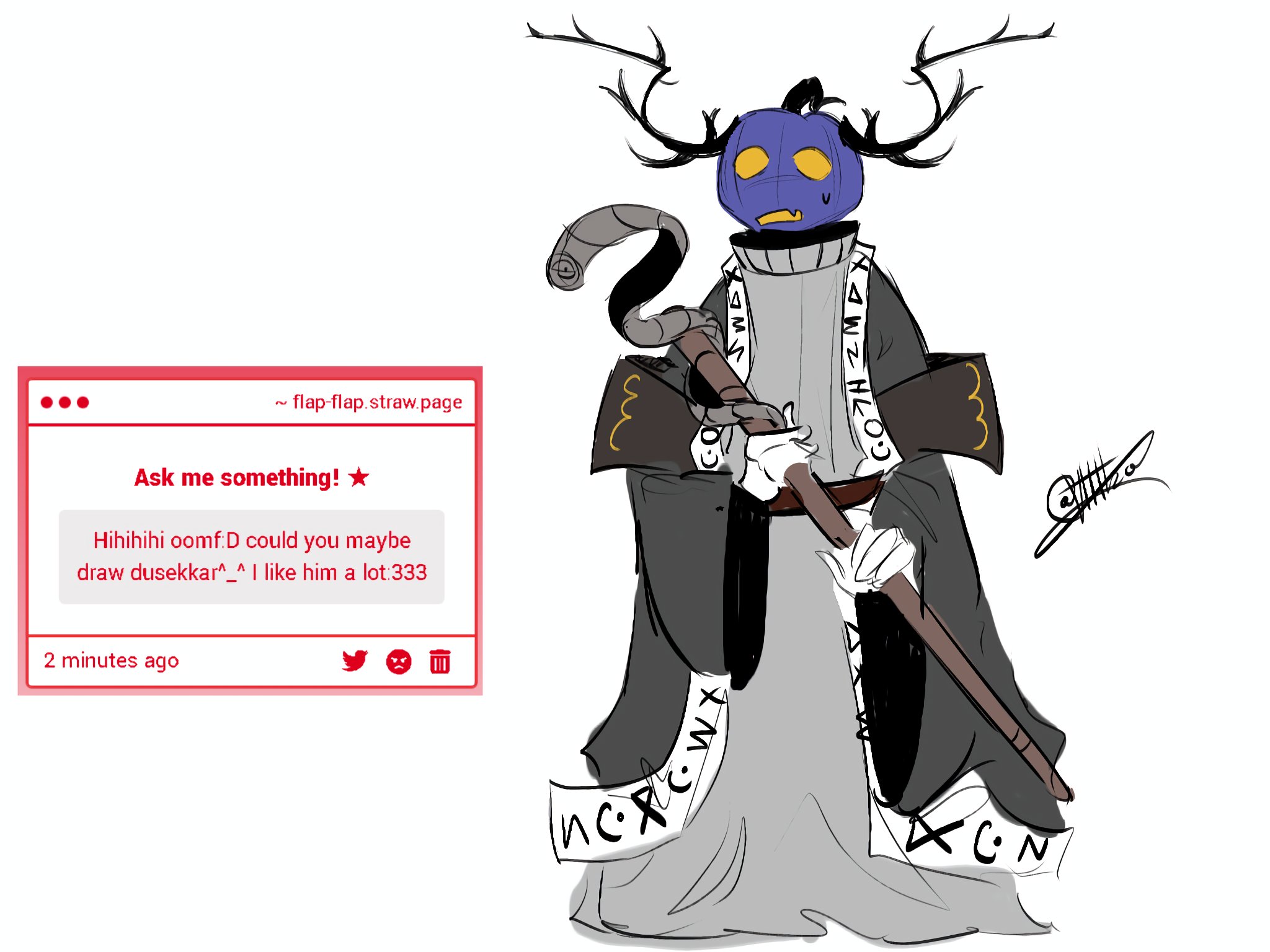 KOII !!!!! here yu go oomf.my first dusekkar art ever and im quite whimsy about how it turned out :3 [#ROBLOX #Dusekkar #Forsaken ]