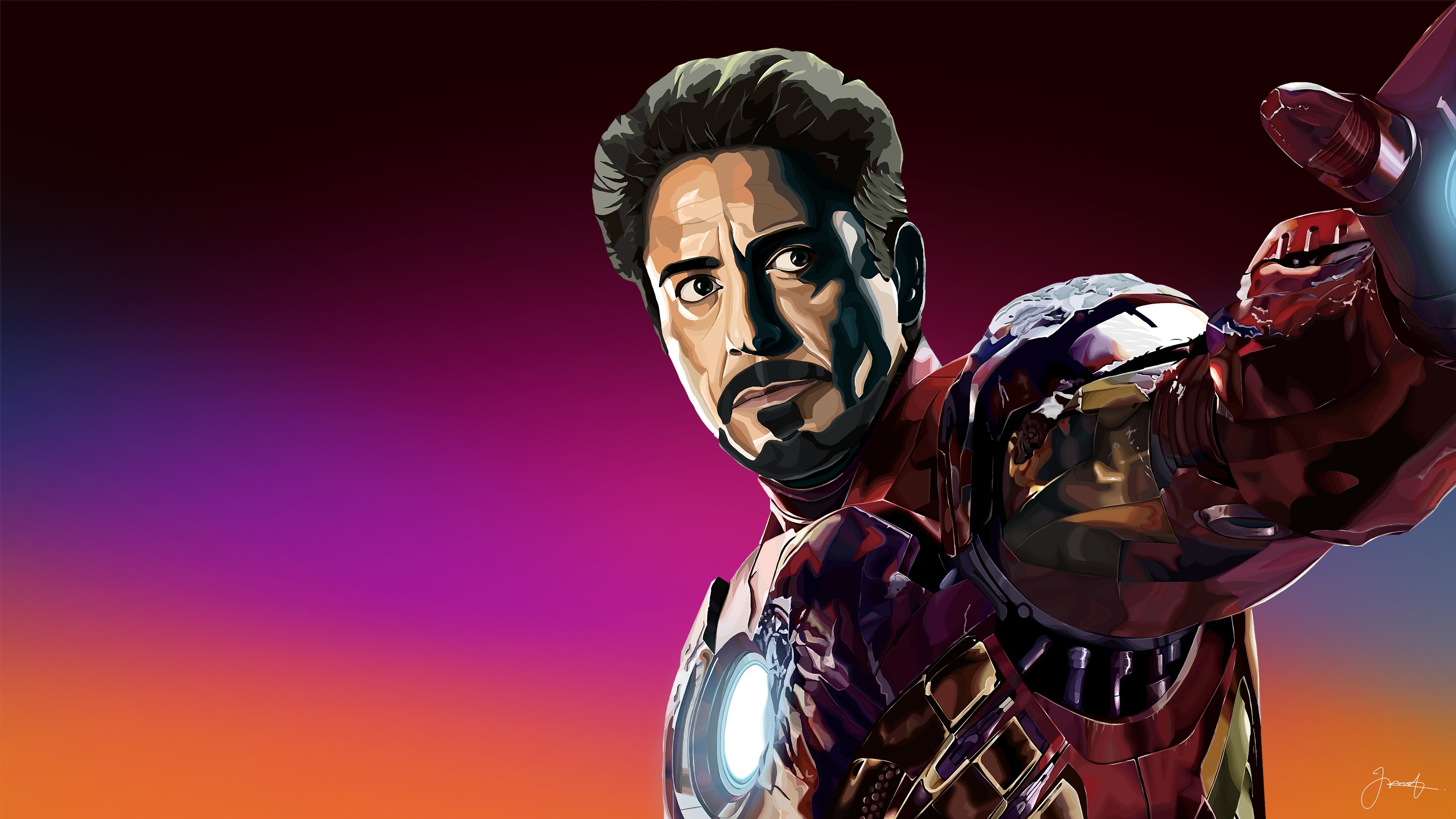 Robert Downey Jr asTony Stark Iron Man Fanart Wallpaper 4k for Desktop