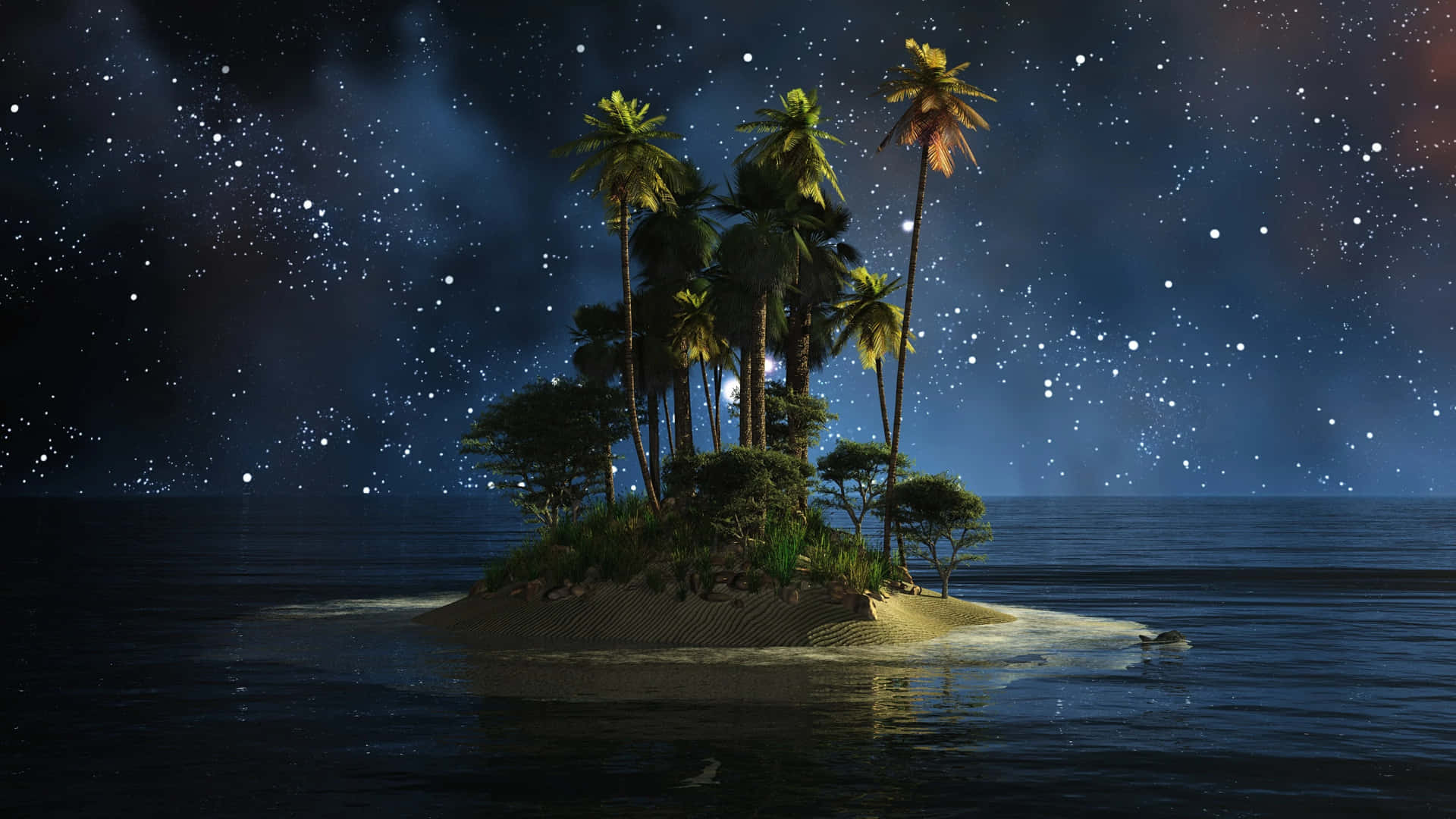 Download Mysterious Dark Island at Night Wallpaper
