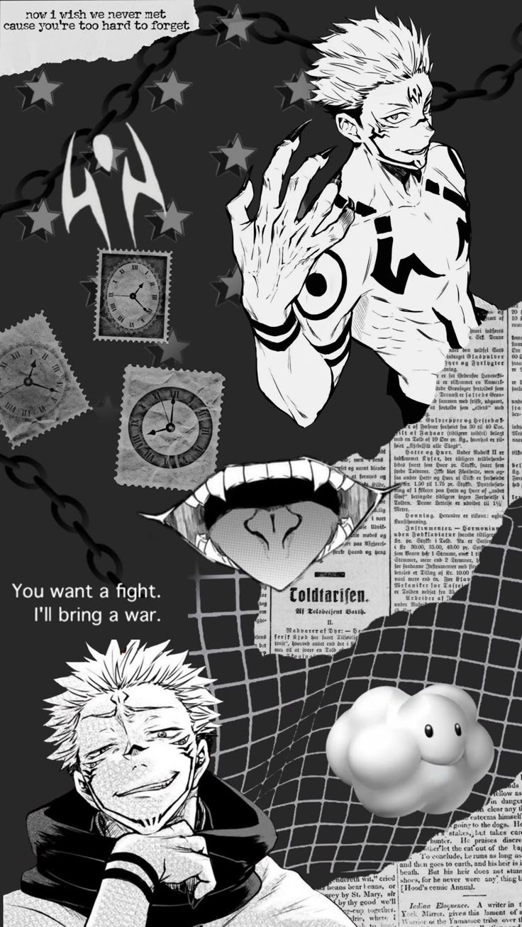 Sukuna Itadori Yuji HD Anime Wallpaper Manga Grunge Aesthetic Background Collage