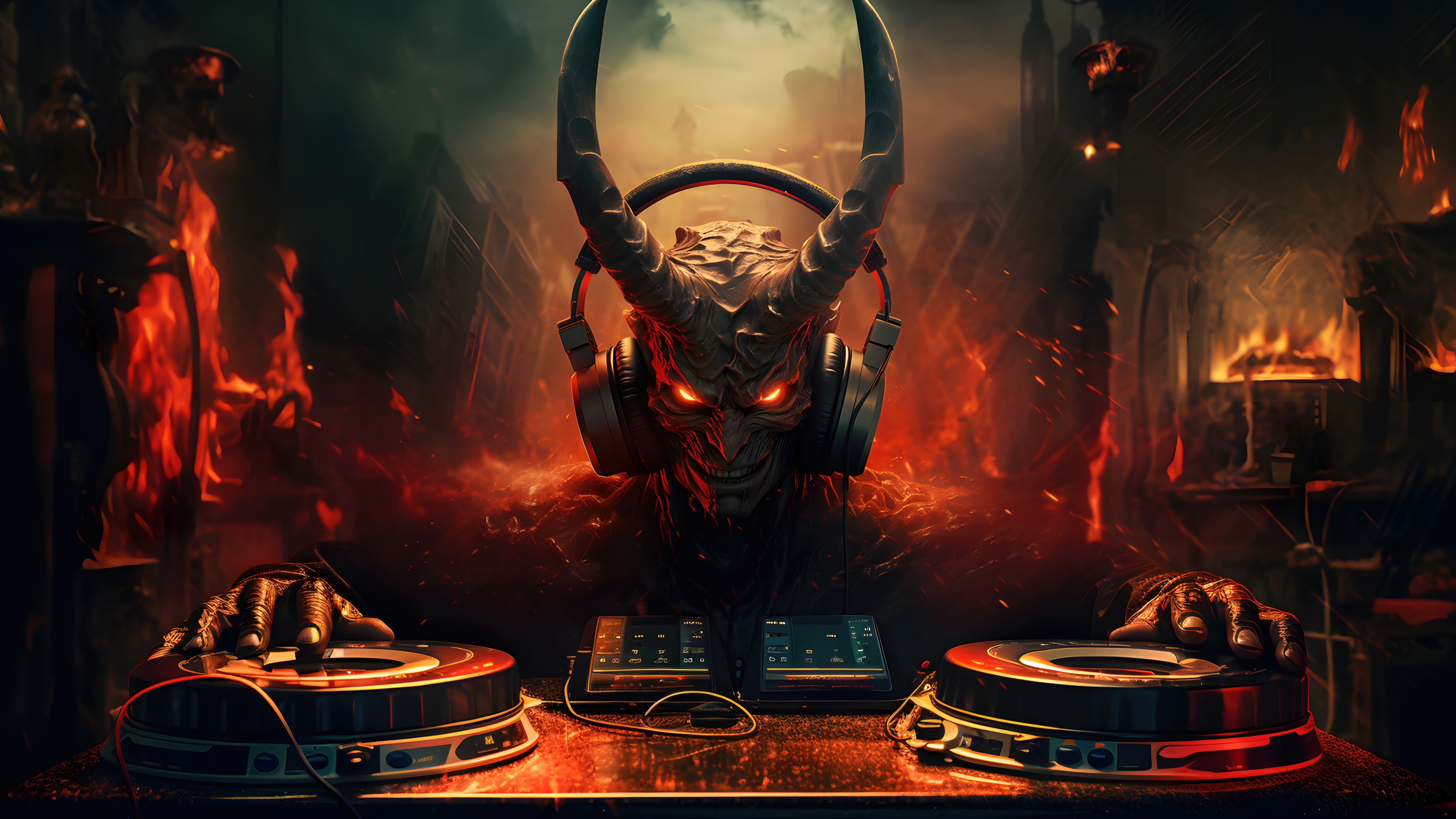 Wallpaper Headphones, Digital Art, Demon for mobile and desktop, section ии арт, resolution 3840x2160