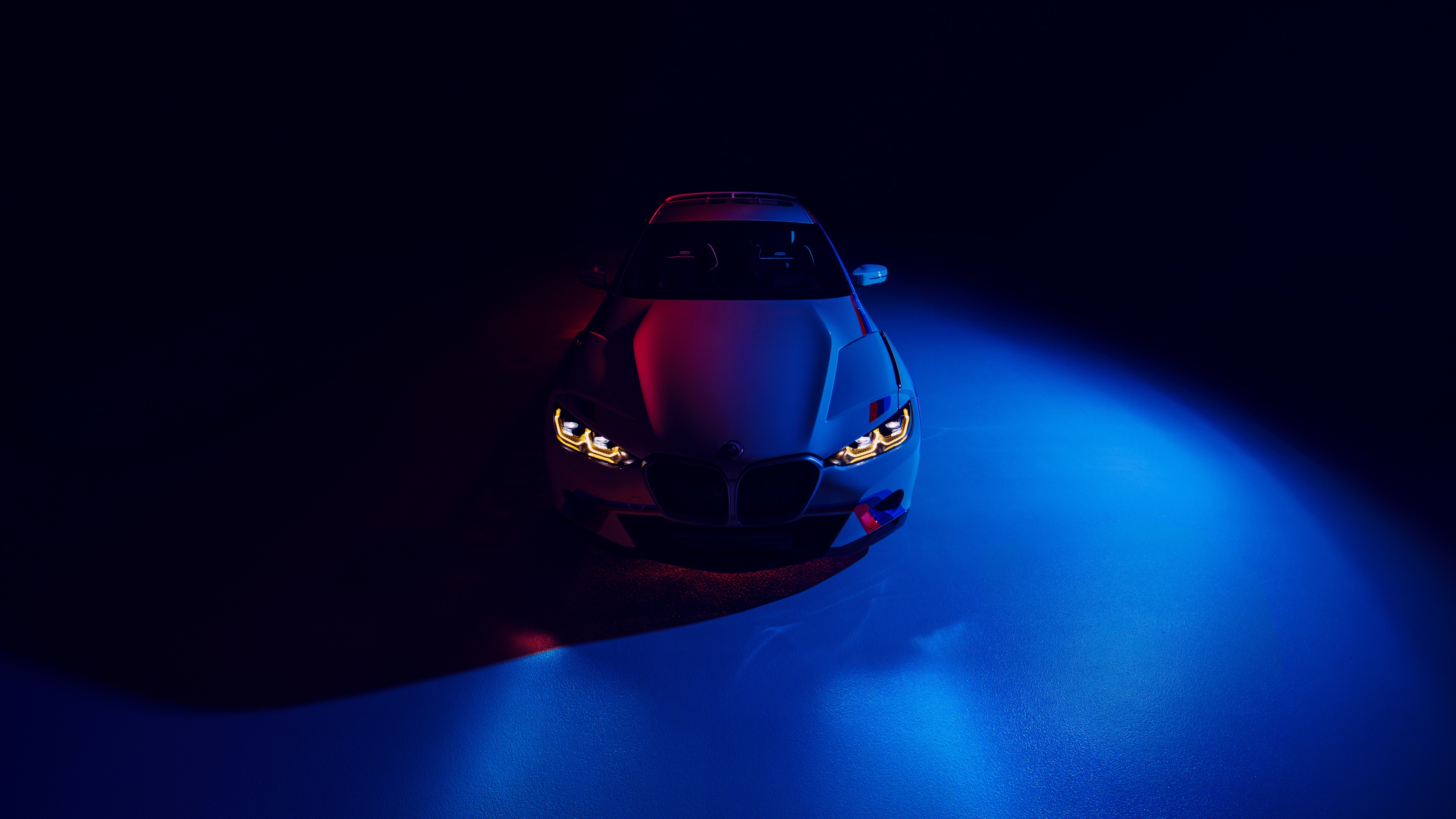 BMW CSL Wallpaper 4K, 8K, Colorful, Dark room, CGI