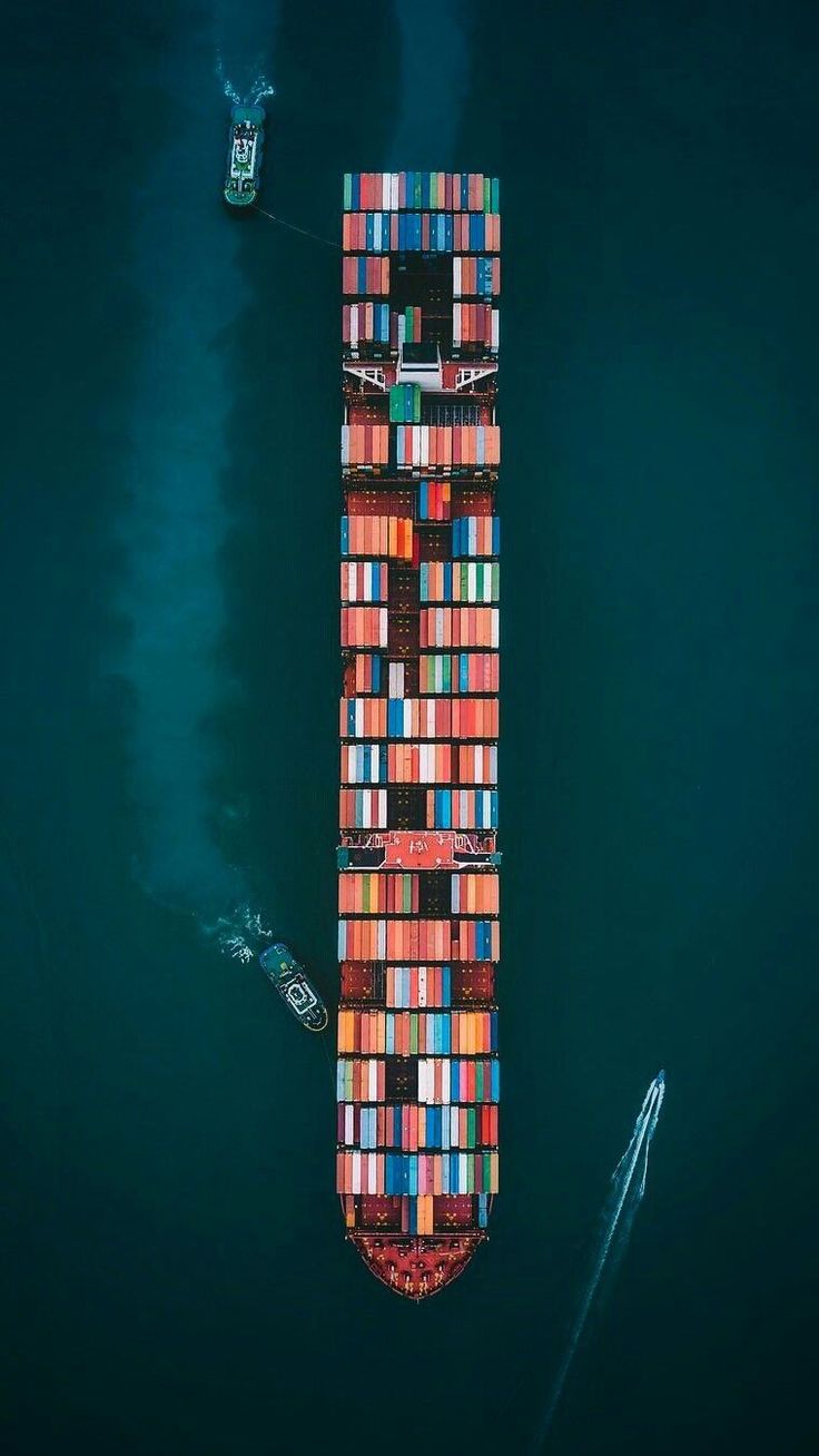 Container Ship Aerial View iPhone Wallpaper