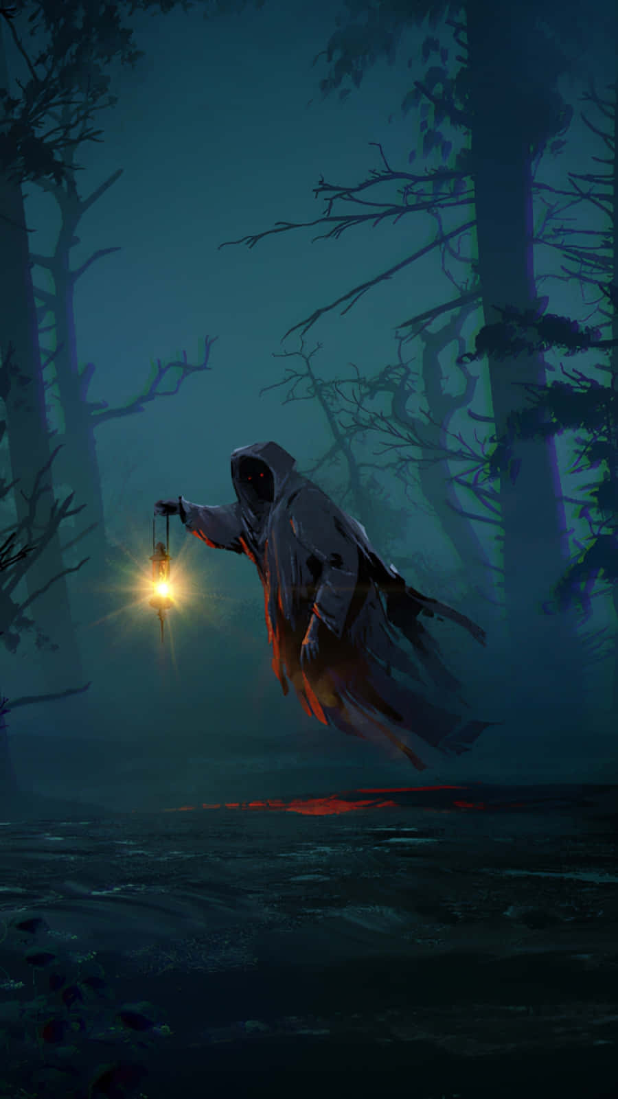 Download Mystical Forest Ghost Lantern Wallpaper