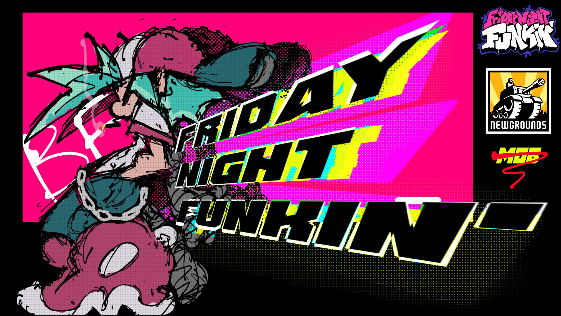 m0b_ and boyfriend FNF desktop wallpaper