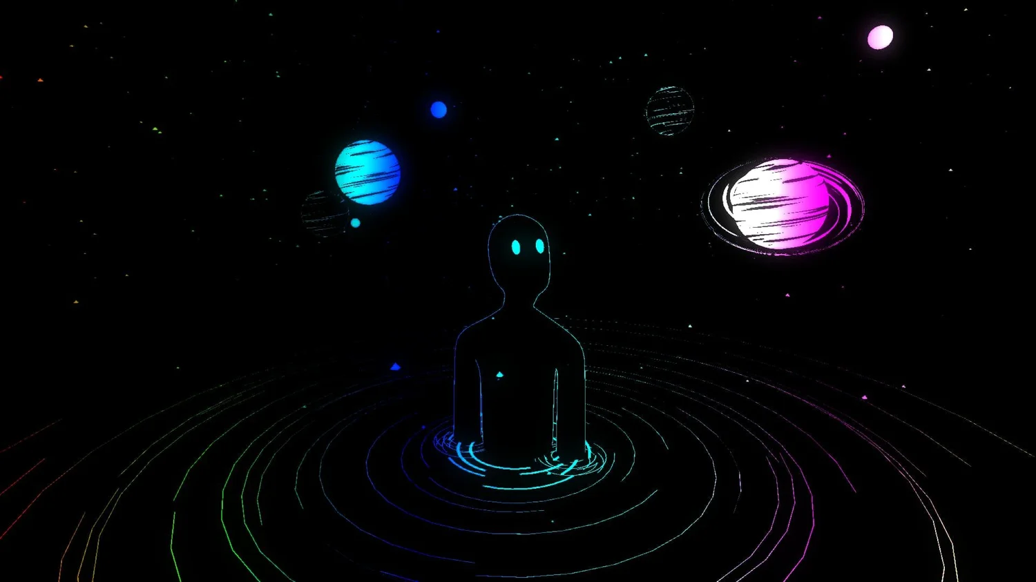 Cosmic Figure In Starscape Sci Fi Wallpaper