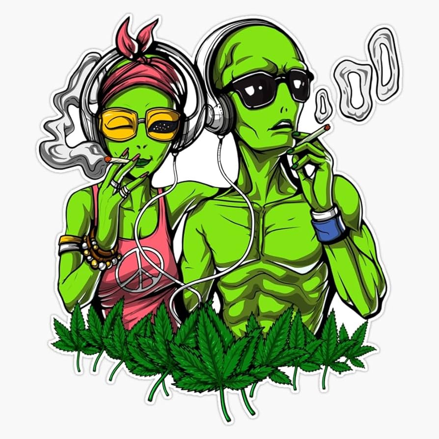 Hippie Aliens Smoking Weed Vinyl Window Bumper Sticker Decal 5, כלי רכב