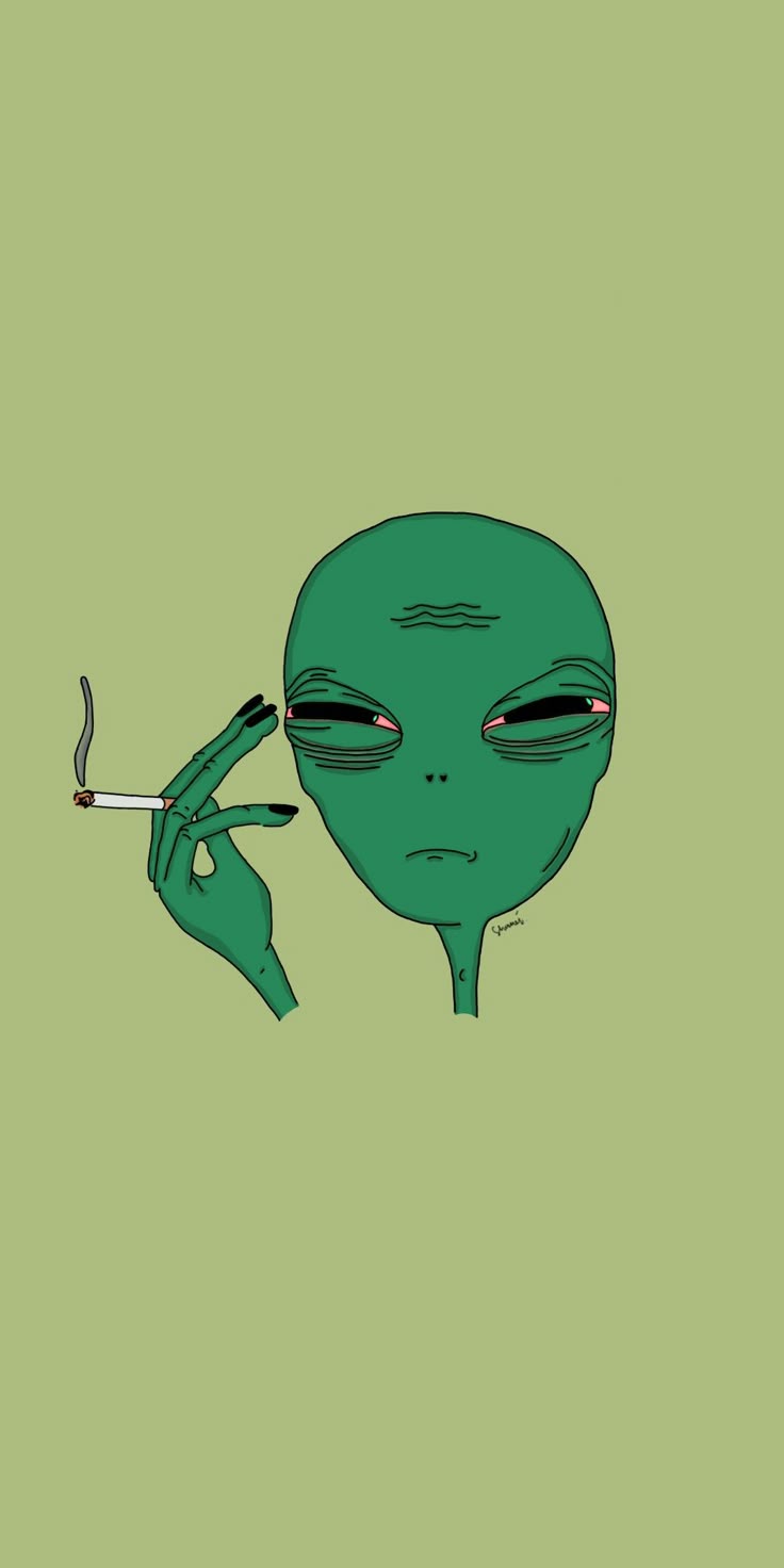 Alien with cigarette wallpaper